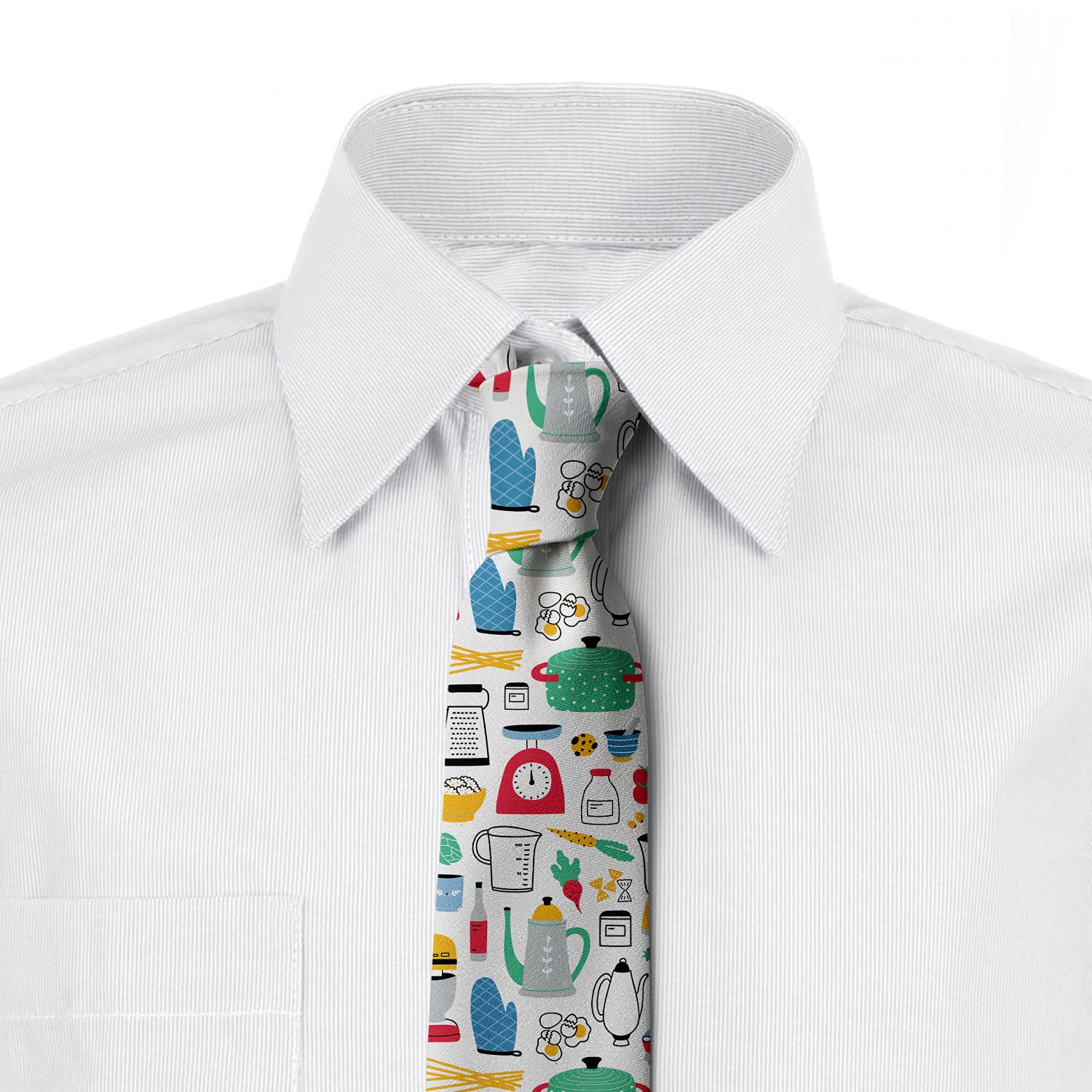 Ambesonne Multicolor Kitchen & Food Themed Necktie - 3.7