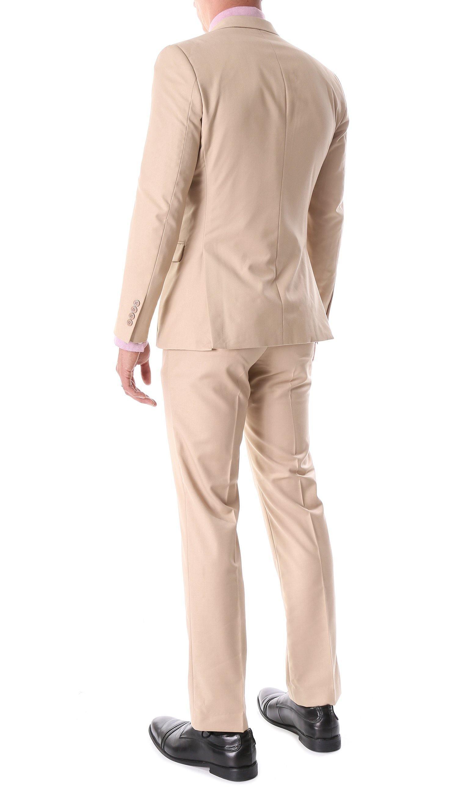 Oslo Collection Slim Fit 2-Piece Suit in Tan | Men's Formal Business Suit for Weddings, Office & Special Occasions