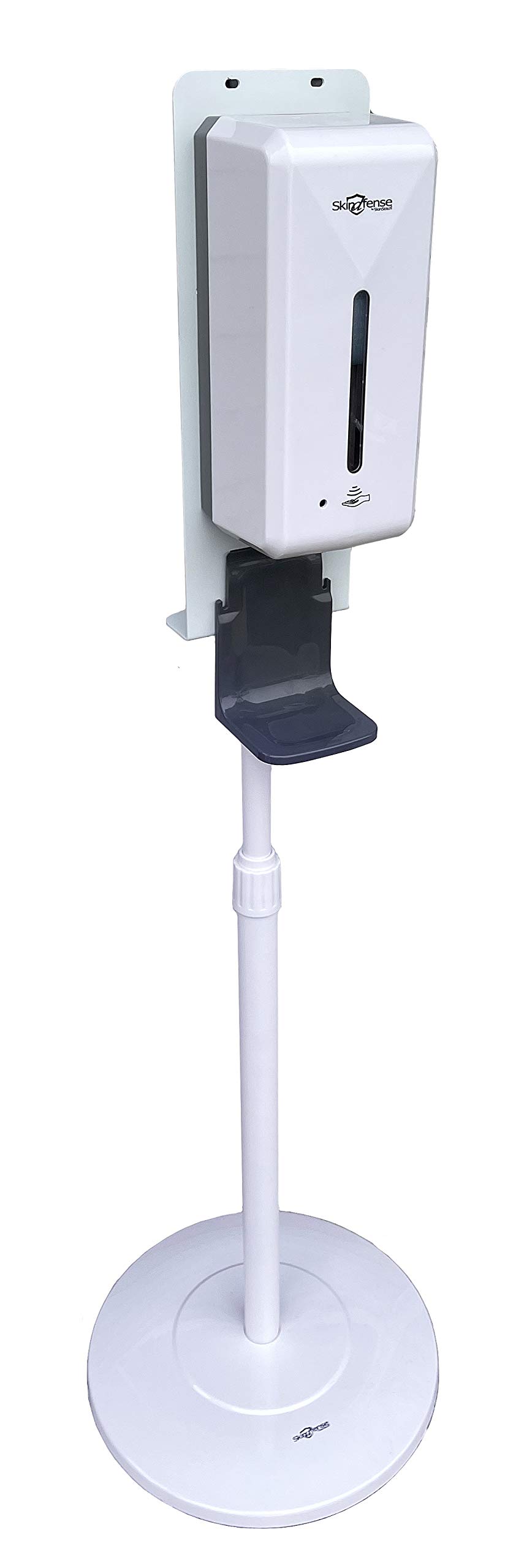 Automatic Touchless Soap Dispenser with Floor Stand & Drip Tray - Hands-Free Hand Sanitizer Dispenser for Restaurants, Hospitals, Schools, Hotels, Kitchens & Bathrooms - White & Black - Ideal for High-Traffic Areas and Hygiene-Conscious Spaces