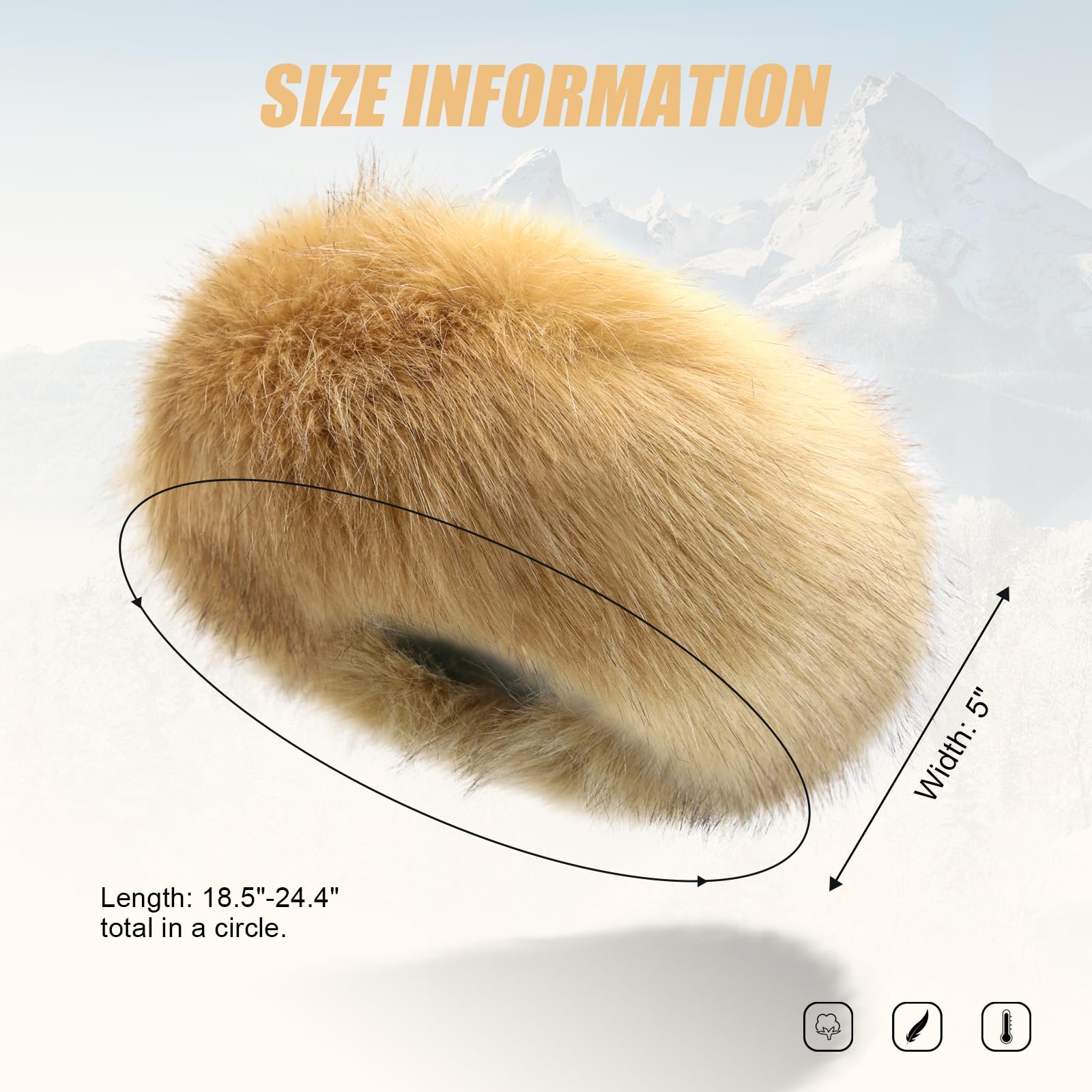 Women's Faux Fur Headband Winter Ear Warmers - Soft Elastic Fuzzy Thick Earmuffs Headwrap for Cold Weather (Brown) | Cozy Accessory for Outdoor Activities, Skiing, Snowboarding & Winter Fashion