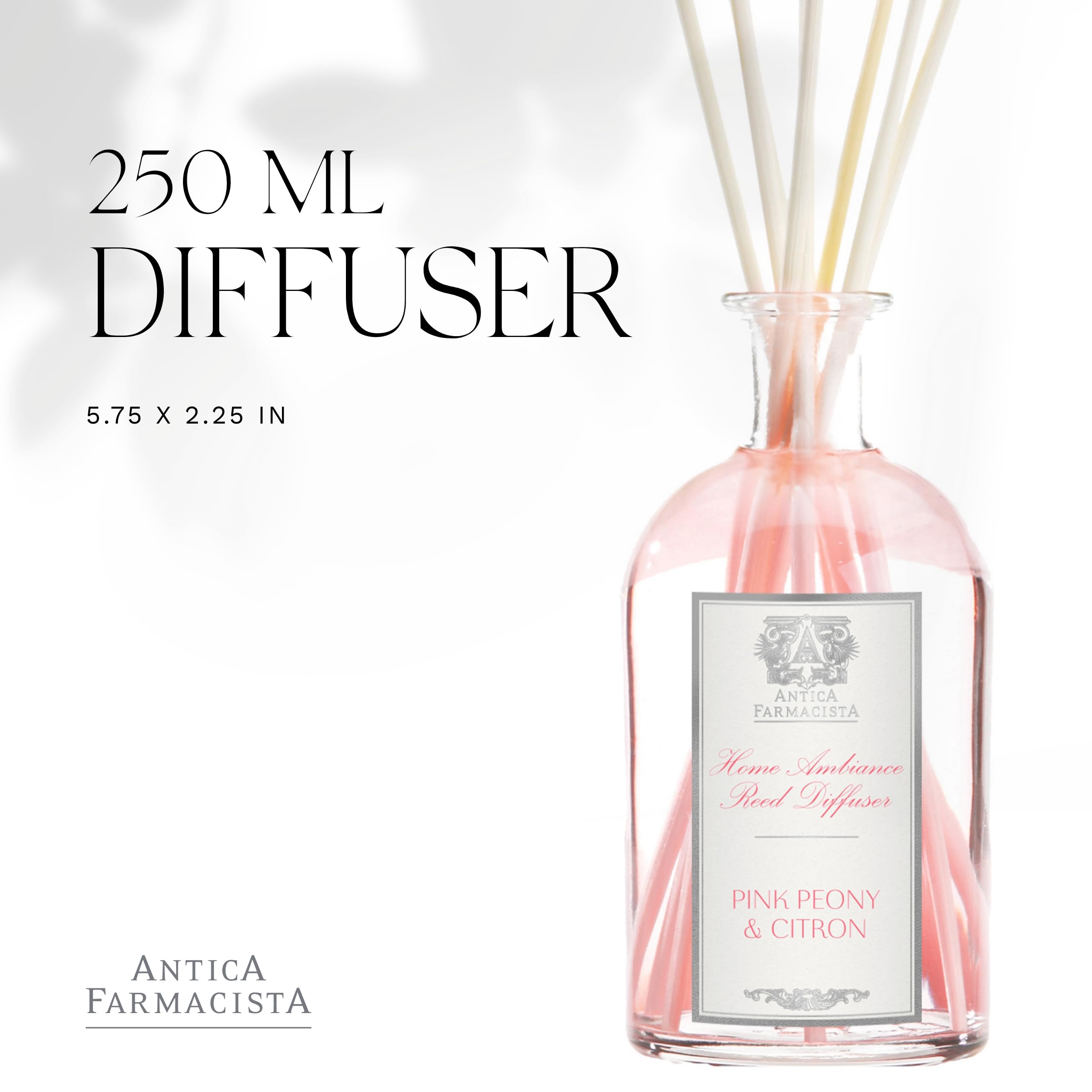Antica Farmacista Home Ambiance Diffuser - Peony, Gardenia & Rose Scented Essential Oil Diffuser (8.45 Fl Oz) for Aromatherapy, Relaxation & Home Fragrance