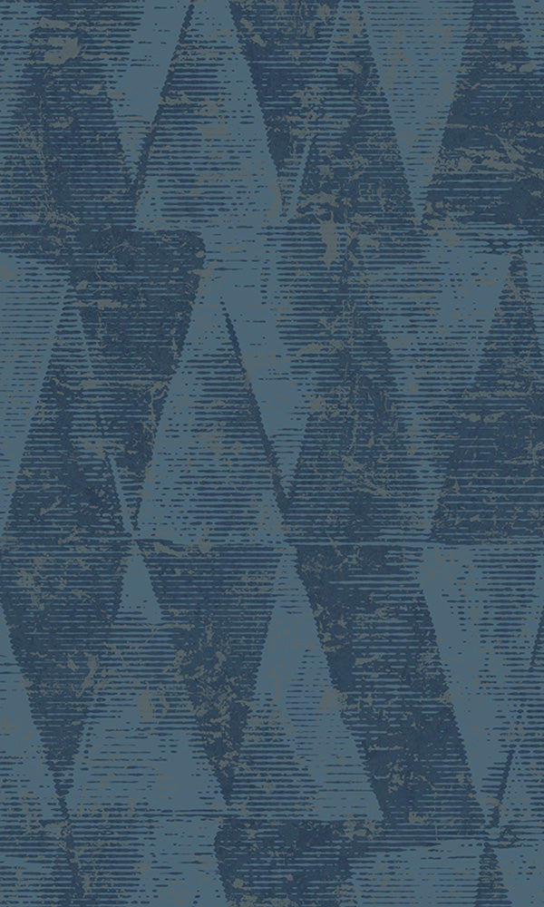 Blue Stamped Triangles Geometric Peel and Stick Wallpaper R6306 - Self-Adhesive Removable Wallpaper for Bedroom, Living Room, and Office Decor