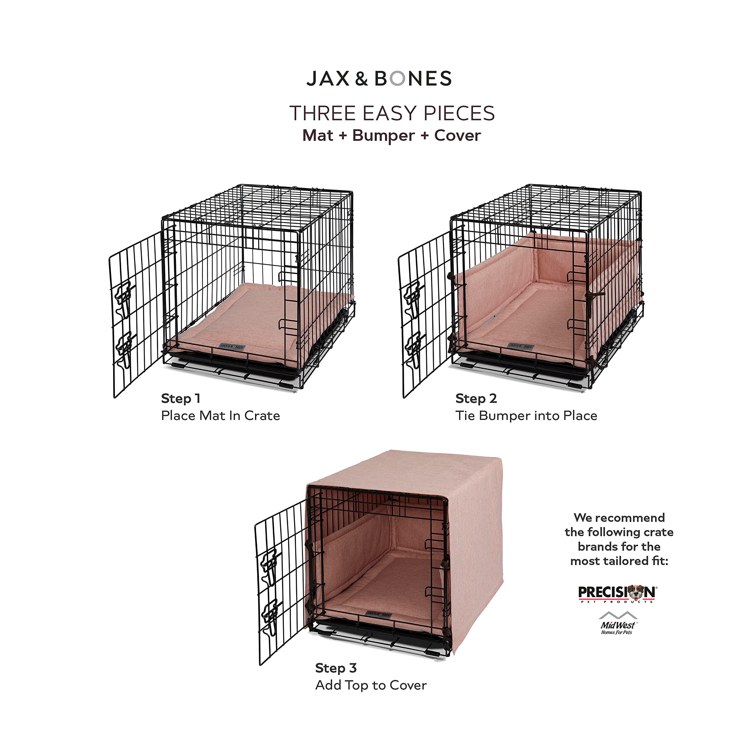 Jax & Bones Dog Crate Cover & Pad Set - Premium Kennel Cover with Soft Liner & Cushioned Bed - Large Size in Lark Graphite - Made in USA - Perfect for Comfortable Crating, Travel & Home Use