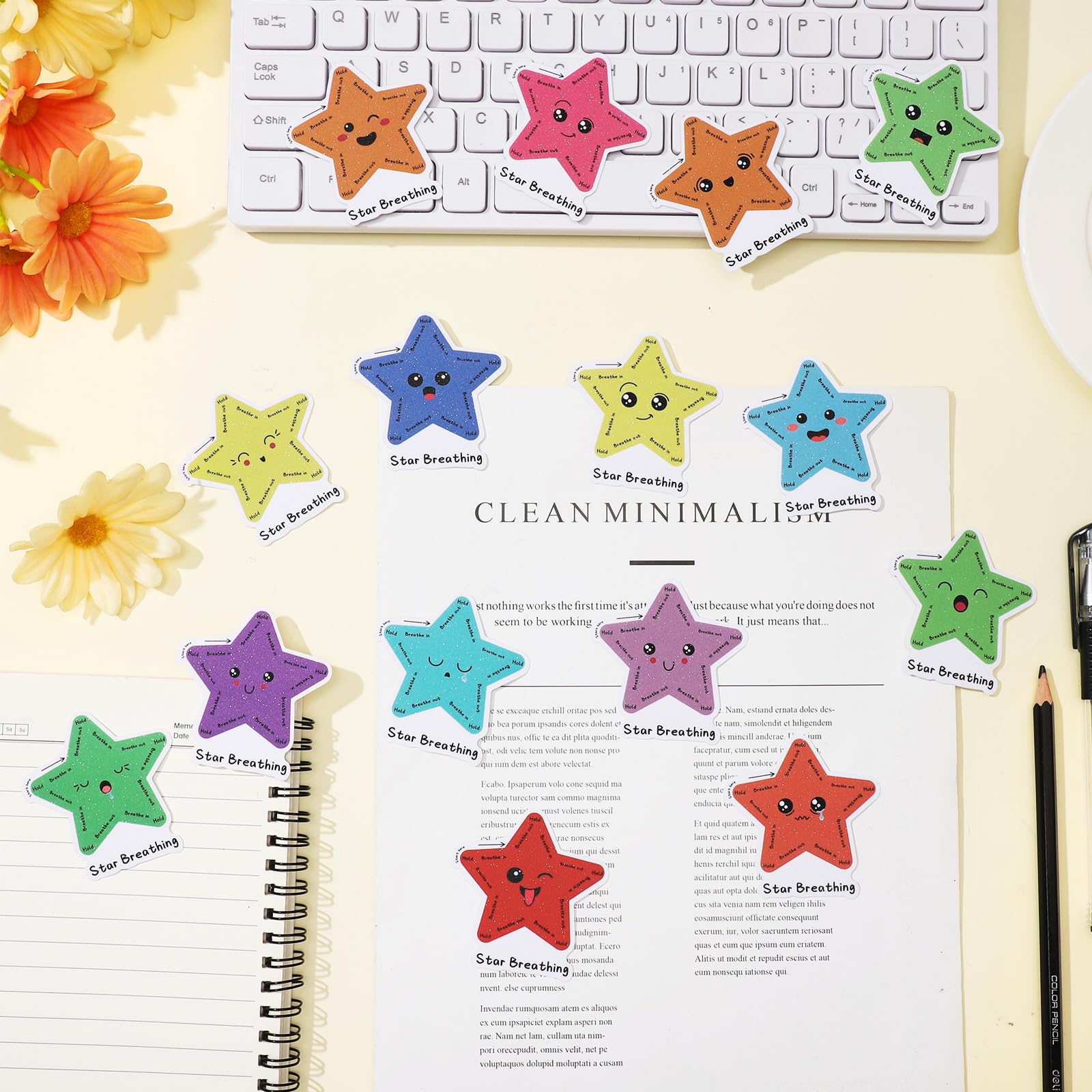 100 Pcs Sensory Strips for Anxiety Relief - Calming Mindfulness Stickers with Different Textures, Fidget Stress Relief Tools for Adults, Desk & Office Anxiety Management (Star Pattern) - Perfect for ADHD, Autism & Mental Health Focus