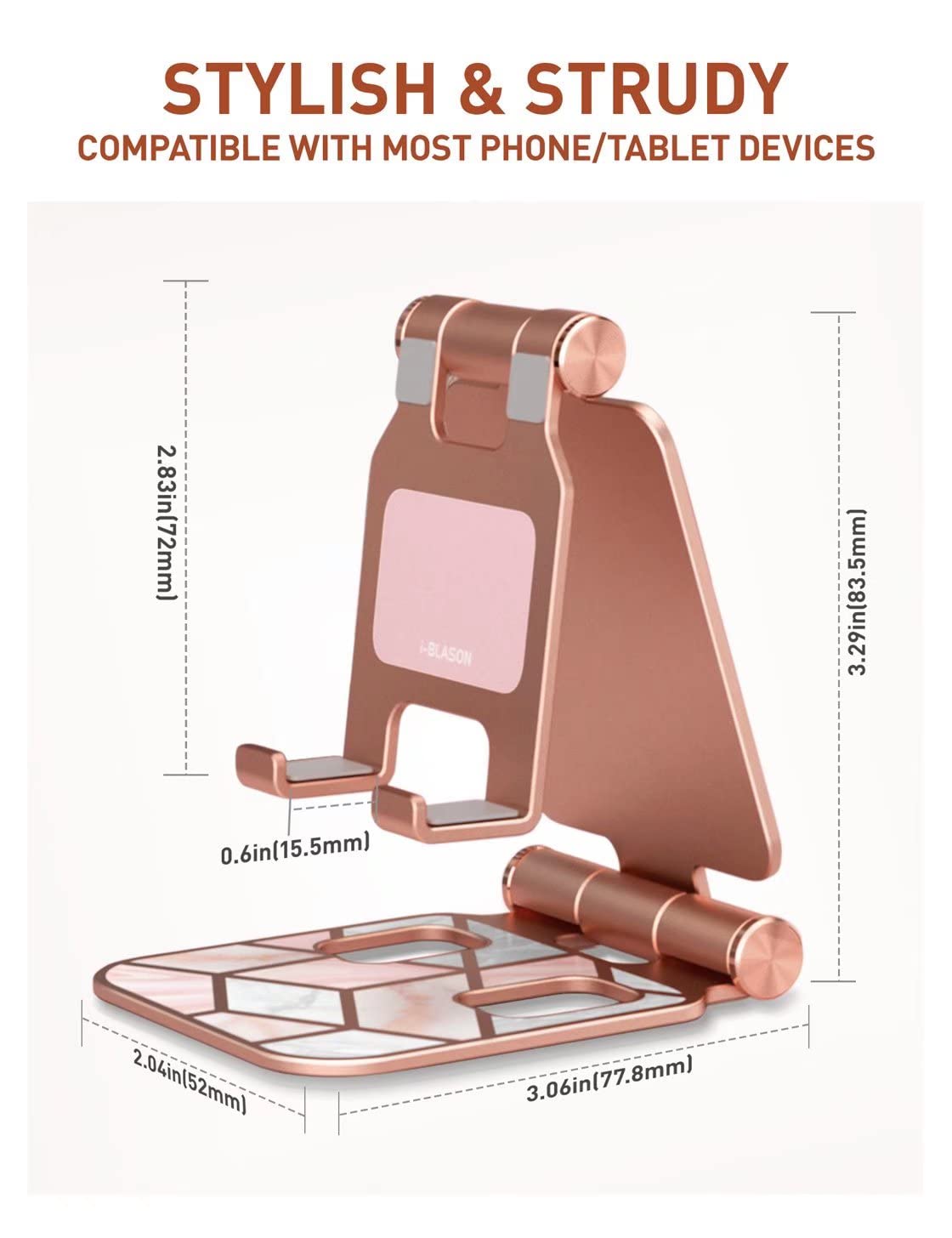 i-Blason Universal Foldable Phone Stand Holder for Desk - Compatible with iPhone 16/15/14/13 Pro Max & All Smartphones - Marble Design - Perfect for Office, Home, Video Calls & Hands-Free Viewing