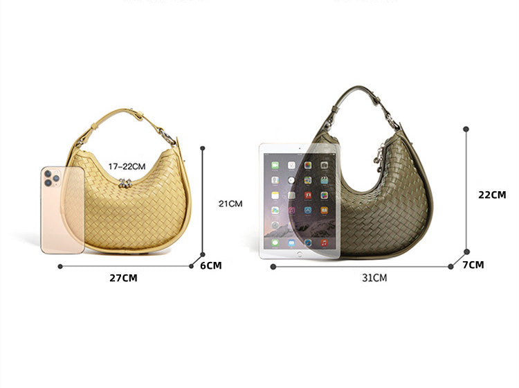 Stylish Woven Crescent Leather Crossbody Bag for Women - Perfect for Work, Travel & Everyday Use