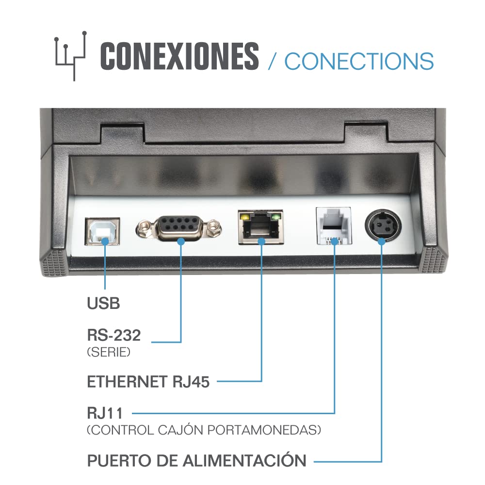 TP8002 Thermal Printer with USB, RS232 & Ethernet Connectivity - Ideal for Shipping Labels, Barcode Printing & Retail Receipts