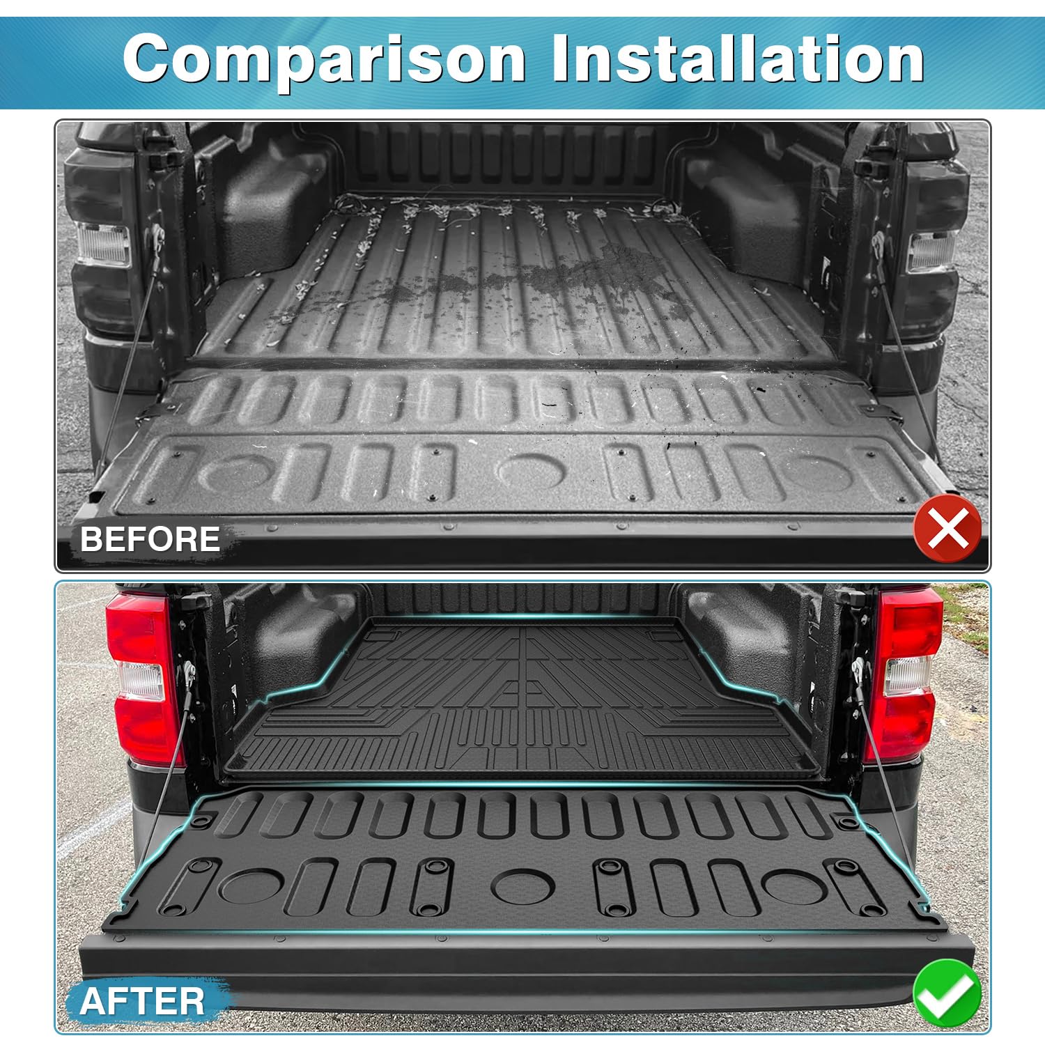 2022-2024 Ford Maverick Truck Bed Mat & Tailgate Mat Set - All Weather Bed Liner Accessories for Pickup Trucks | Perfect for Hauling, Camping & Outdoor Adventures
