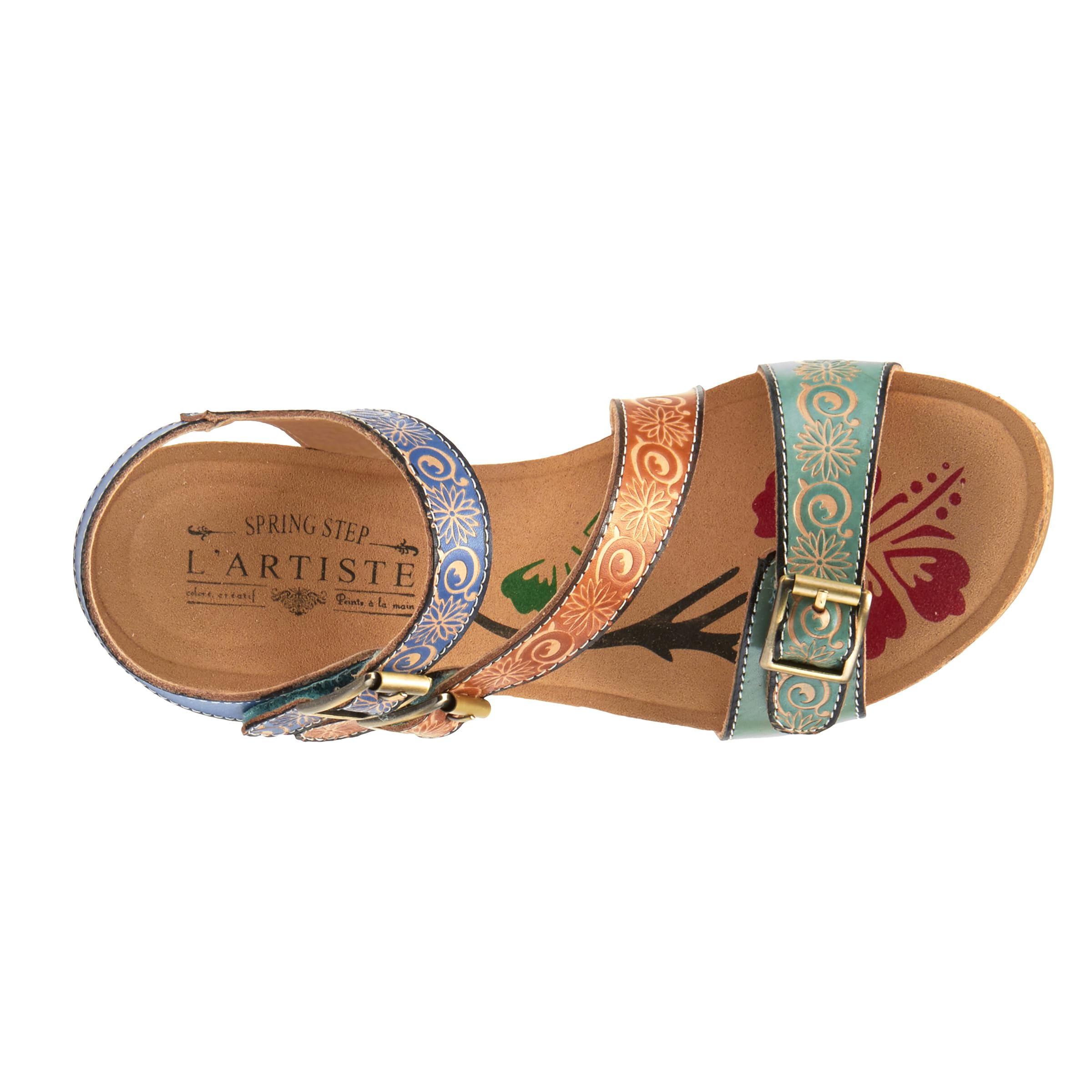 Spring Step L'Artiste Women's Tanja Comfortable Leather Sandals with Cushioned Footbed - Perfect for Summer, Beach, and Casual Outings