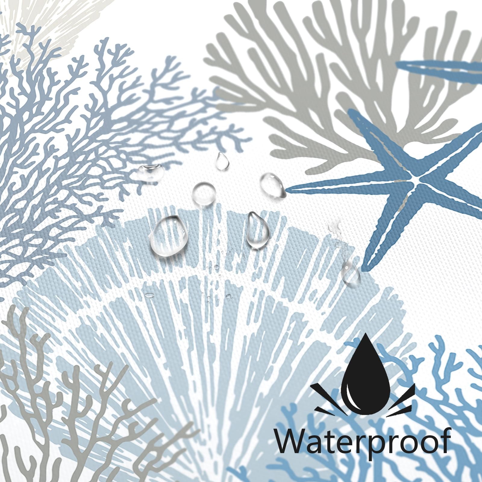 36 x 72 Inch Nautical Coastal Shower Curtain - Tropical Seashell Starfish Coral Beach Ocean Theme Bathroom Decor for Small Spaces, Dorms & Apartments | Waterproof & Easy to Clean | Perfect for Coastal, Beach House or Summer Bathroom Design