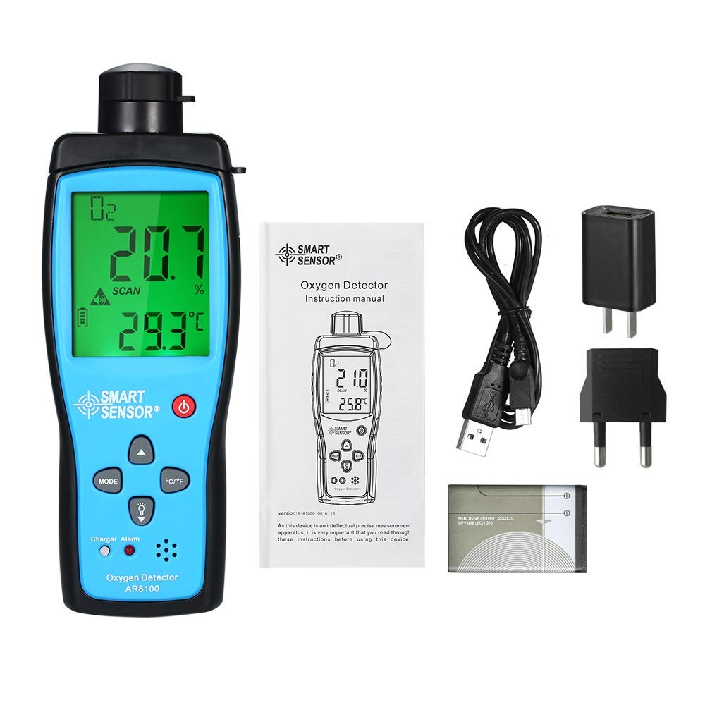 Konnon Portable Oxygen Meter - Handheld O2 Analyzer with Temperature Sensor | Air Quality Monitor for Home, Travel & Outdoor Activities | Accurate Oxygen Level Detector for Health & Safety