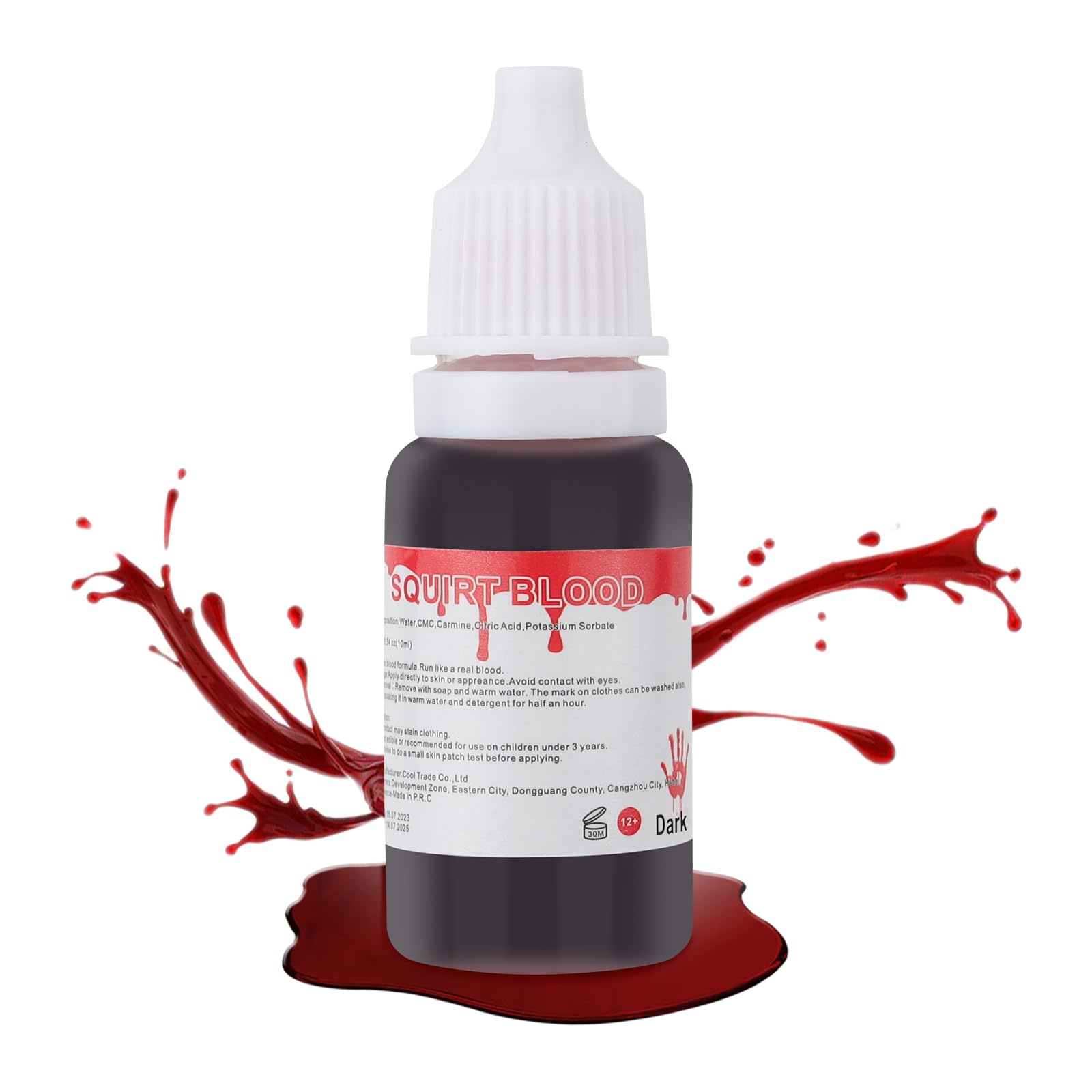 Realistic Fake Blood Makeup Kit - 0.35oz (10ml) Washable SFX Blood for Halloween, Vampire & Zombie Costumes | Eye Drops, Nose Bleeds & Wound Effects | Perfect for Cosplay, Theater & Horror Parties