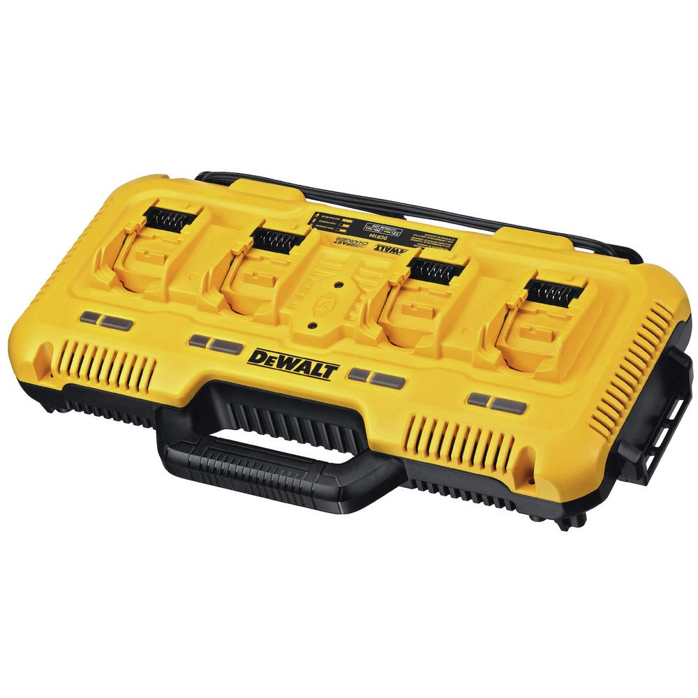 DEWALT DCB104 20V MAX* 4-Port Rapid Battery Charger for Power Tools - Fast Charging for Drills, Saws & More - Perfect for Construction Sites & DIY Projects (Black/Yellow)