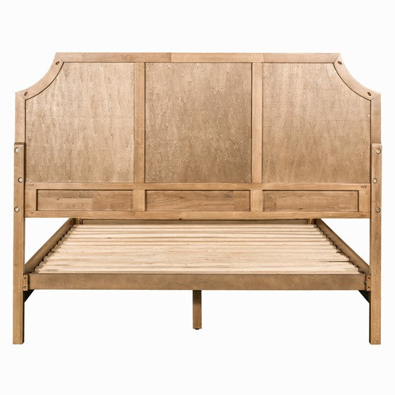 Salina Woven Cane Queen Size Platform Bed Frame - Rattan Headboard & Sturdy Wooden Slat Support - Perfect for Boho, Coastal & Farmhouse Bedroom Decor