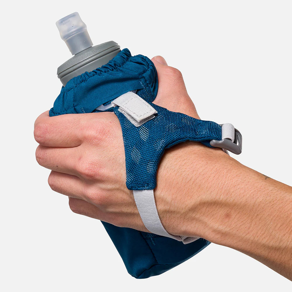 Pinnacle Soft Flask Handheld 18oz Water Bottle - Leakproof Collapsible BPA-Free Hydration for Running, Hiking & Outdoor Activities (Sailor Blue/Reflective Silver)