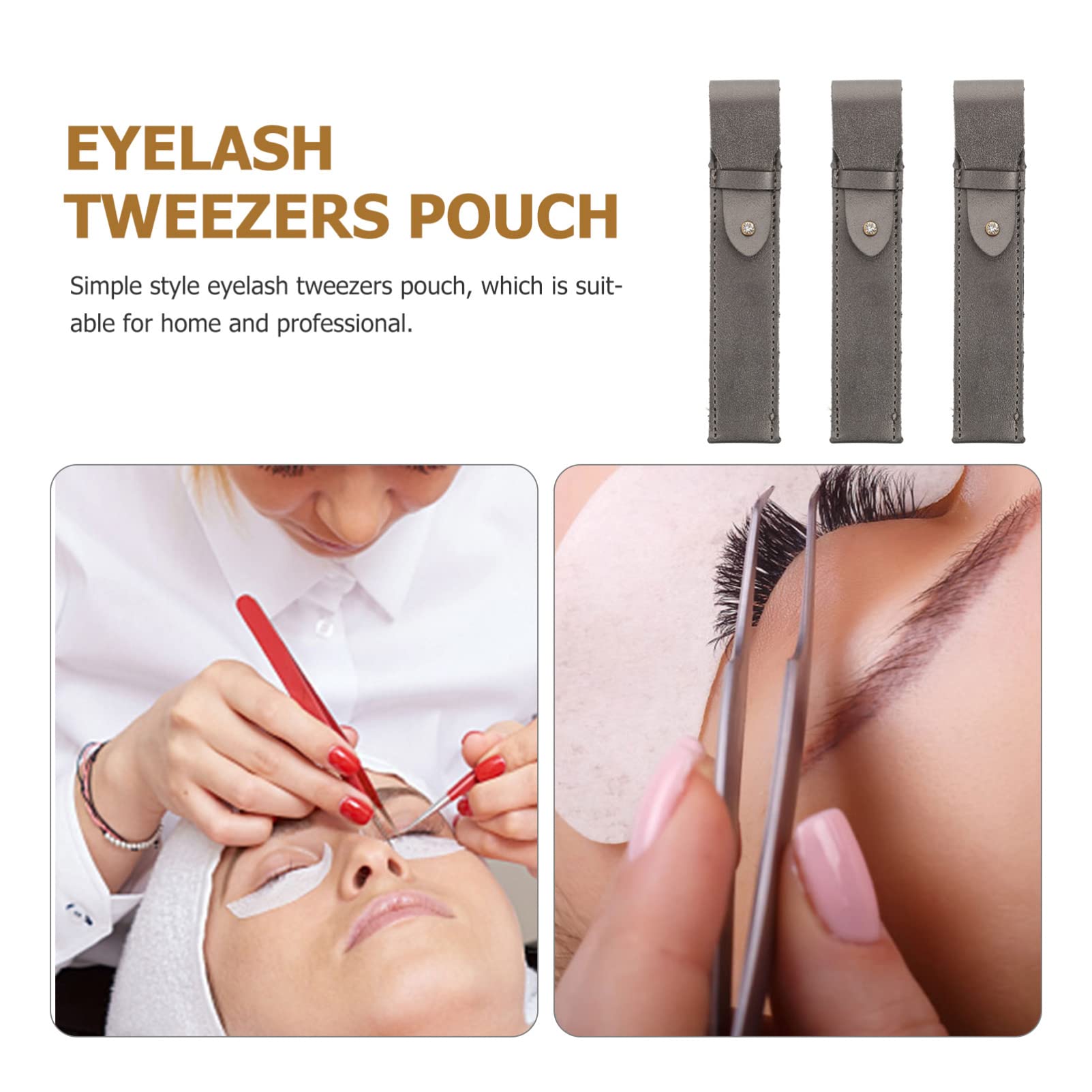 Minkissy 3-Piece Eyelash Extension Tweezers Set with Portable Storage Pouch - Professional Lash Tools for Salon, Home & Travel Use