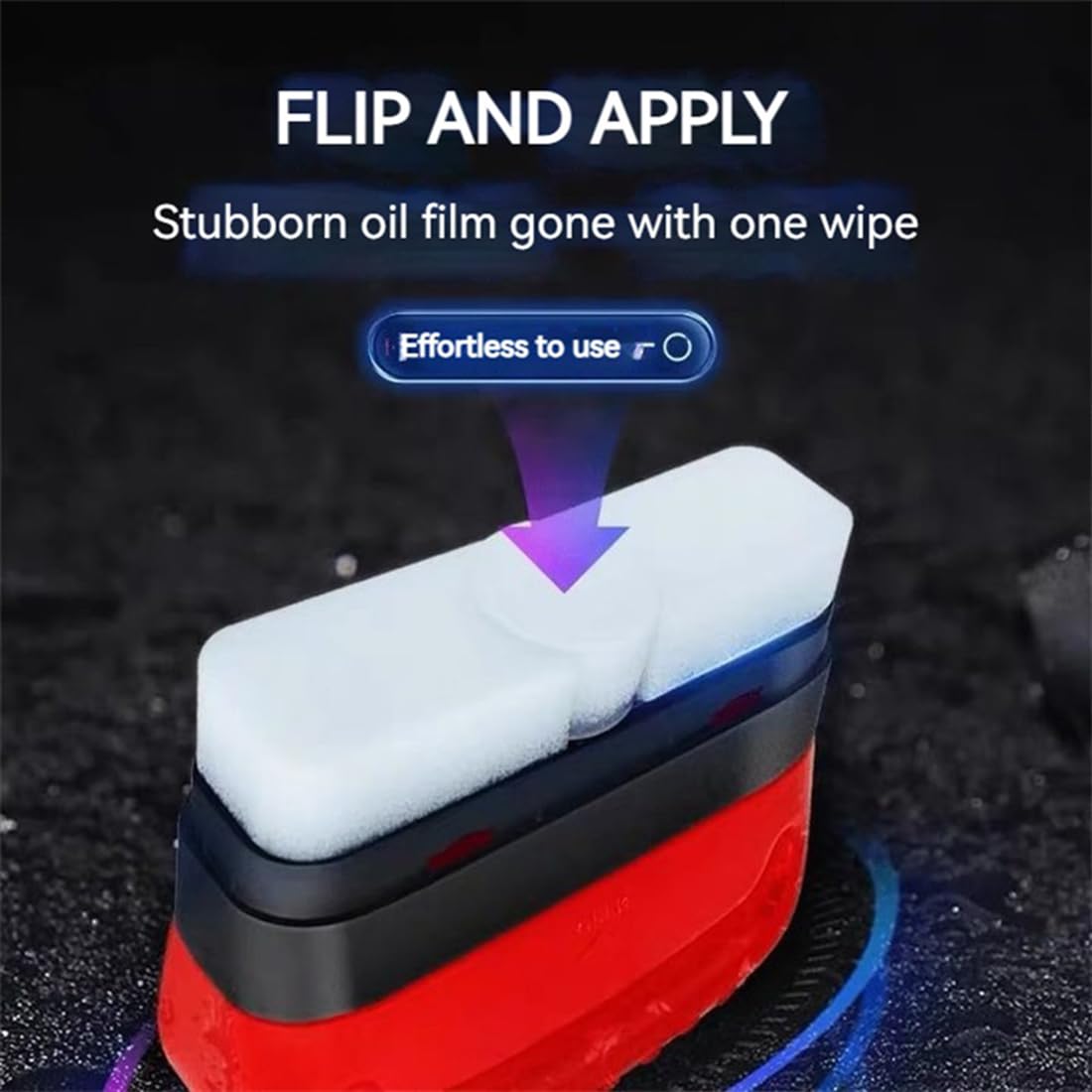 Upgraded Automotive Oil Film Cleaning Brush - 2Pcs All-in-One Glass Oil Film Remover & Anti-Rain Fog Cleaner for Cars, Trucks, SUVs & All Vehicles - Perfect for Windshield, Headlights & Side Mirrors Cleaning