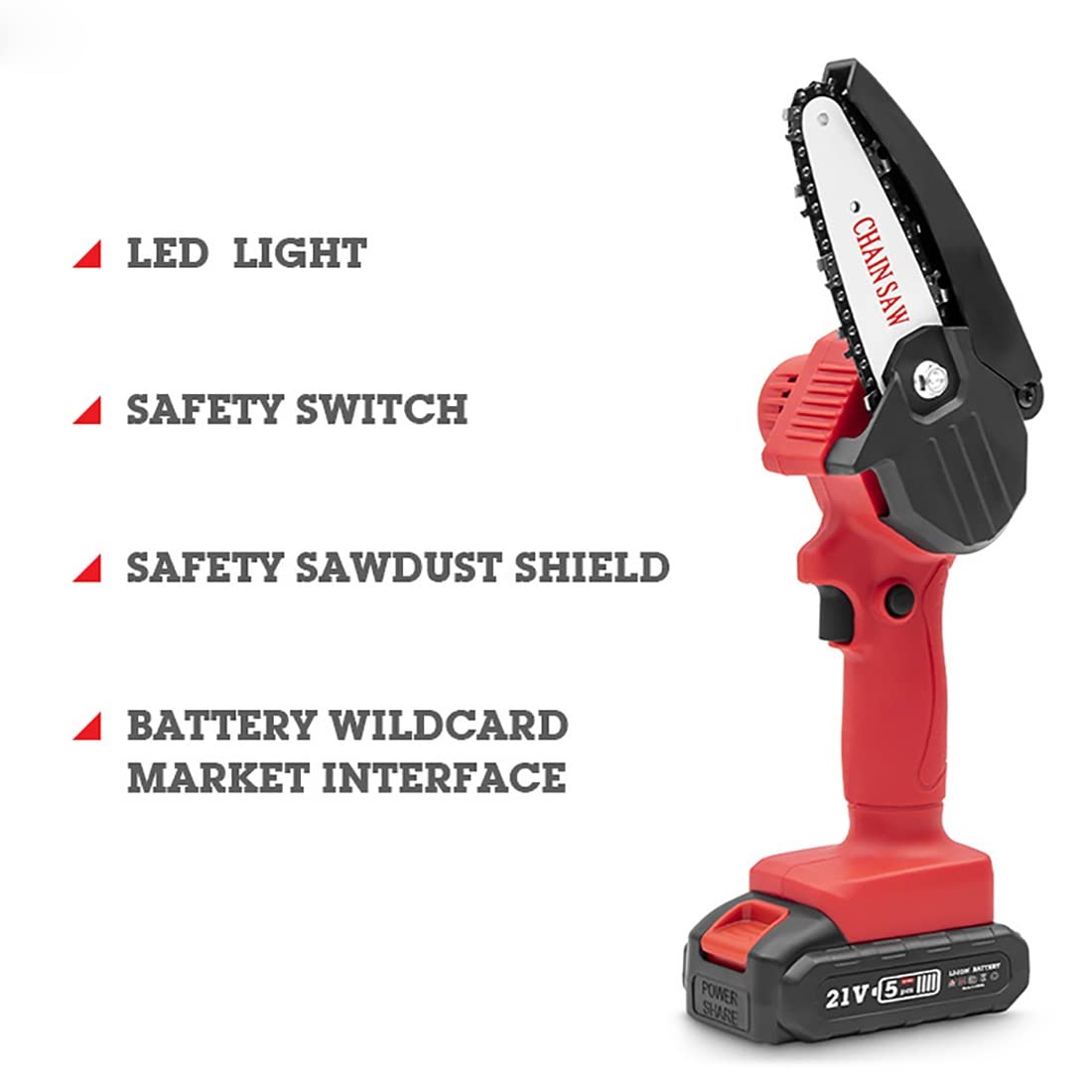 4 Inch Cordless Mini Chainsaw with Battery & LED Light - Handheld Electric Chain Saw for Gardening, Wood Cutting, Outdoor Camping & DIY Projects | Portable & Powerful with Charger Included