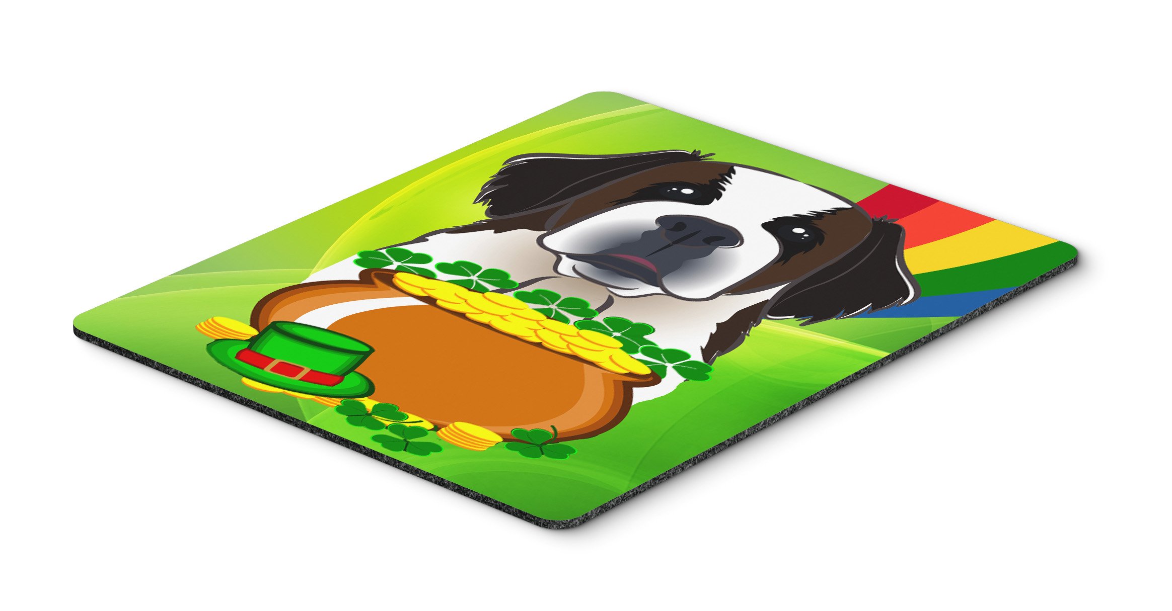 Saint Bernard St. Patrick's Day Mouse Pad - Large Washable Non-Slip Desk Mat for Home Office, Gaming & Computer Work | Cute Dog-Themed Mousepad & Hot Pad Trivet for Kitchen or Workspace