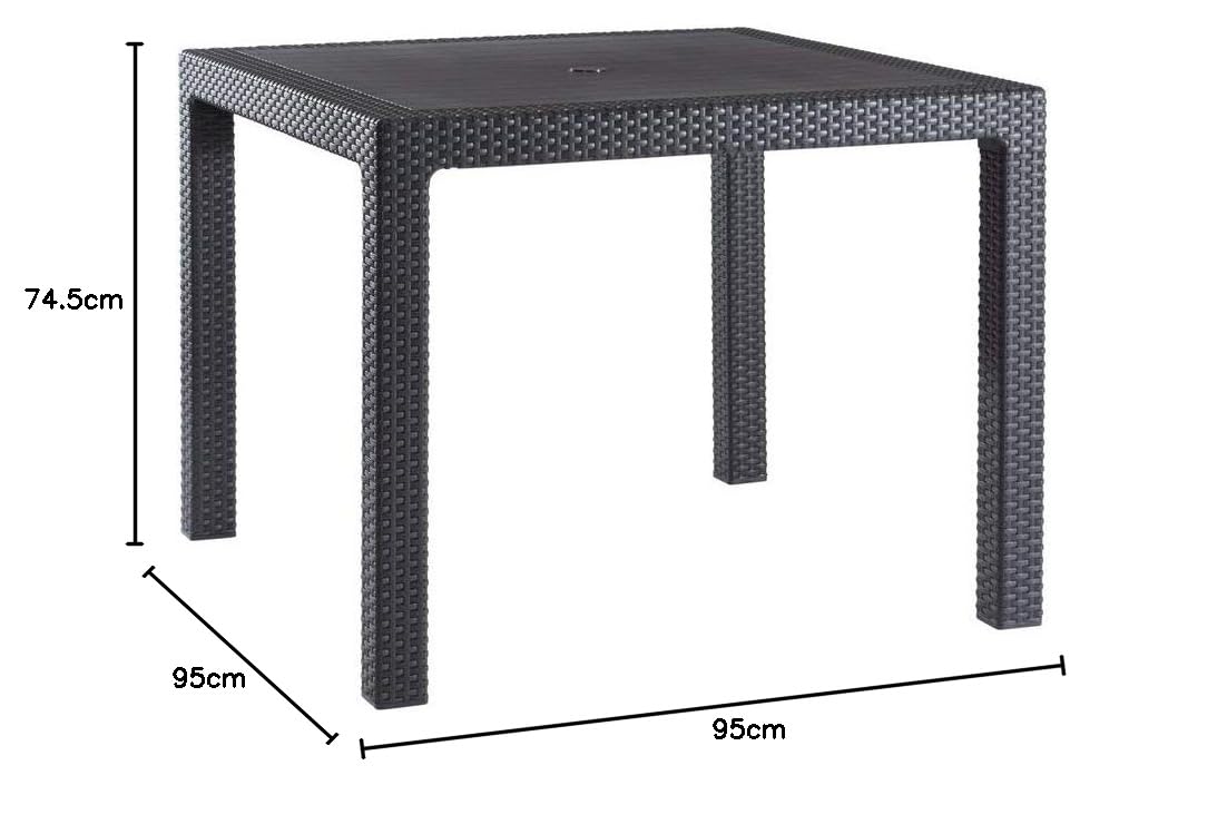 Keter Outdoor Dining Table Quartet 4-Person Set - Graphite Color for Patio, Garden, and Backyard Entertaining