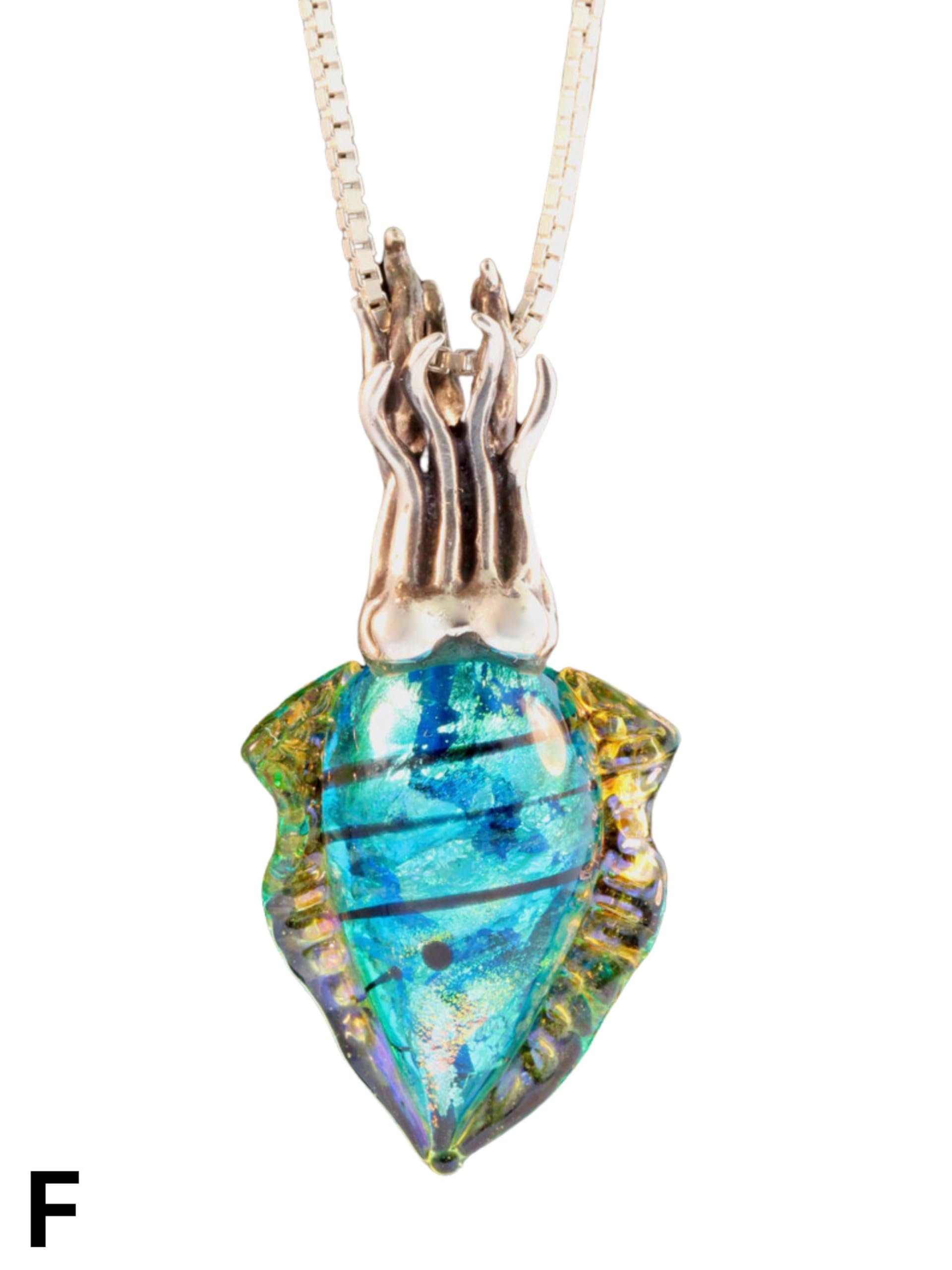 Dichroic Glass Cuttlefish Pendant Necklace - Unique Tentacle Squid Jewelry for Women & Men | Perfect for Halloween, Cosplay, and Ocean-Themed Outfits
