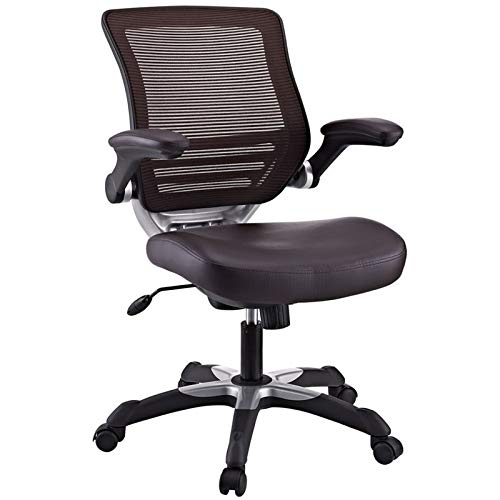 Scranton & Co Modern Faux Leather Mesh Office Chair - Ergonomic Brown Executive Chair for Home Office, Gaming & Workspace Comfort