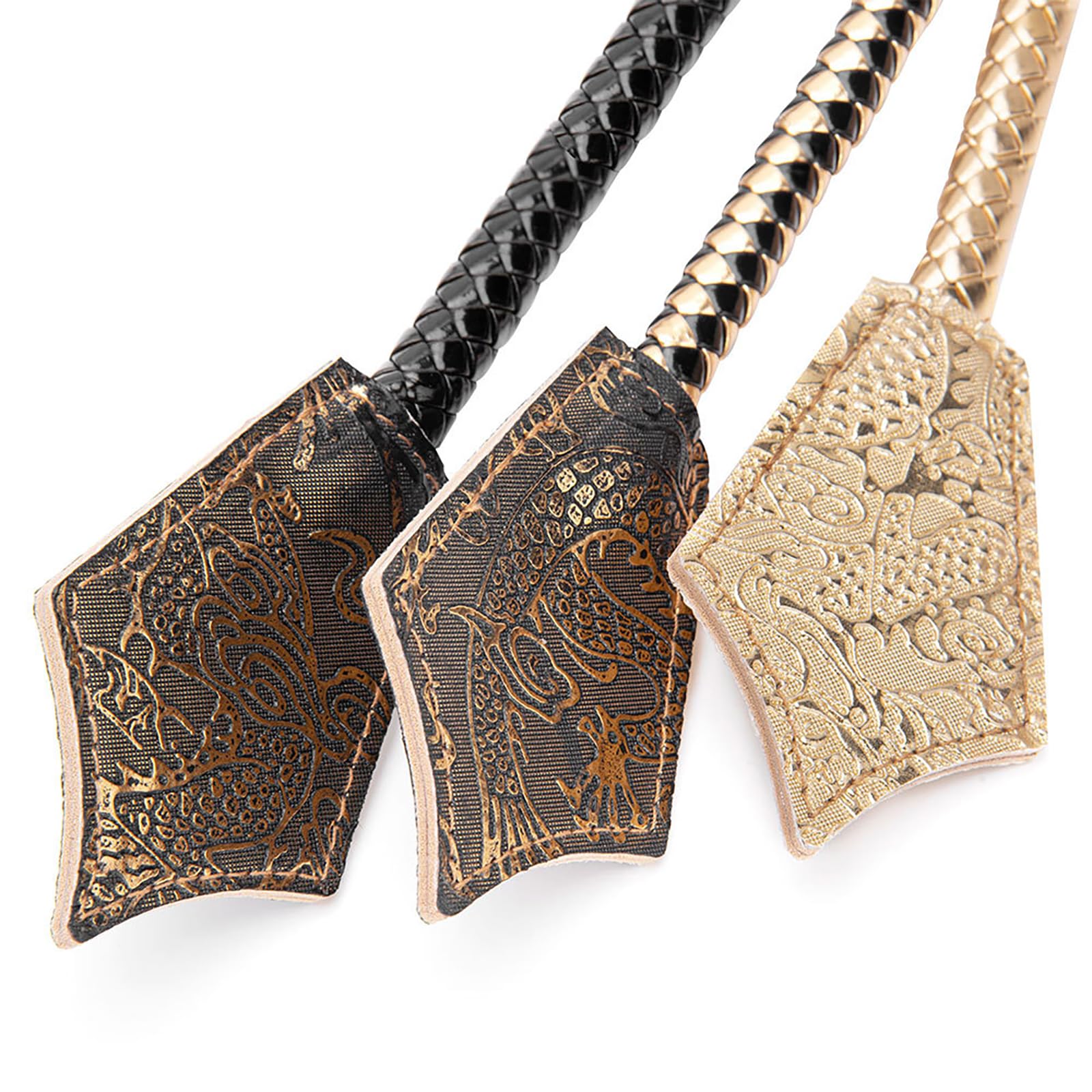 Premium Braided Leather BDSM Spanking Paddle - Bondage Whip for Couples, Sensual Play & BDSM Accessories - Gold Adult Sex Toy for Roleplay & Erotic Scenes