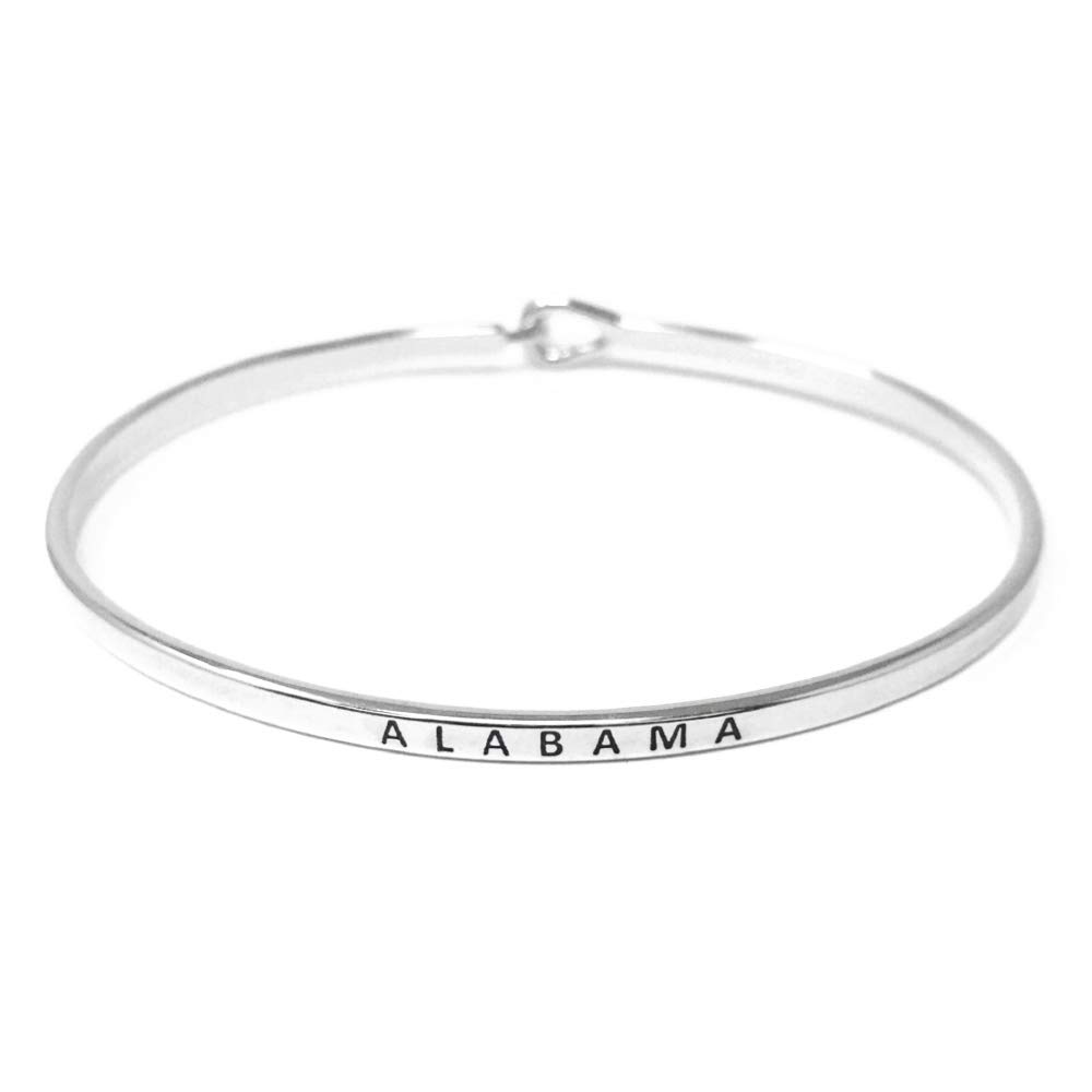 Inspirational 11 State Engraved Thin Bangle Hook Bracelet - Gold, Silver, Rose Gold - Perfect for Gifts, Travel & Everyday Wear