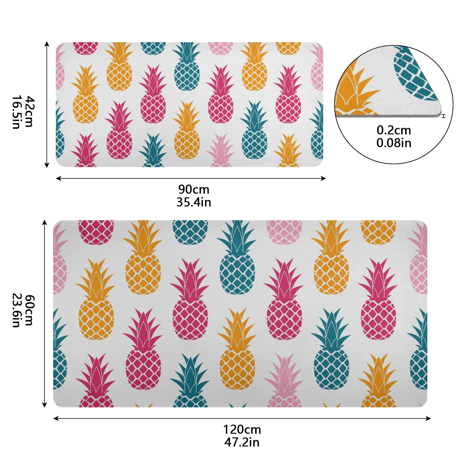 Premium Pineapple Print Leather Desk Mat - Dual Sided Waterproof Large Mouse Pad (23.6x47.2in) for Office, Gaming & Home - Writing Surface, Desk Protector & Stylish Workspace Decor