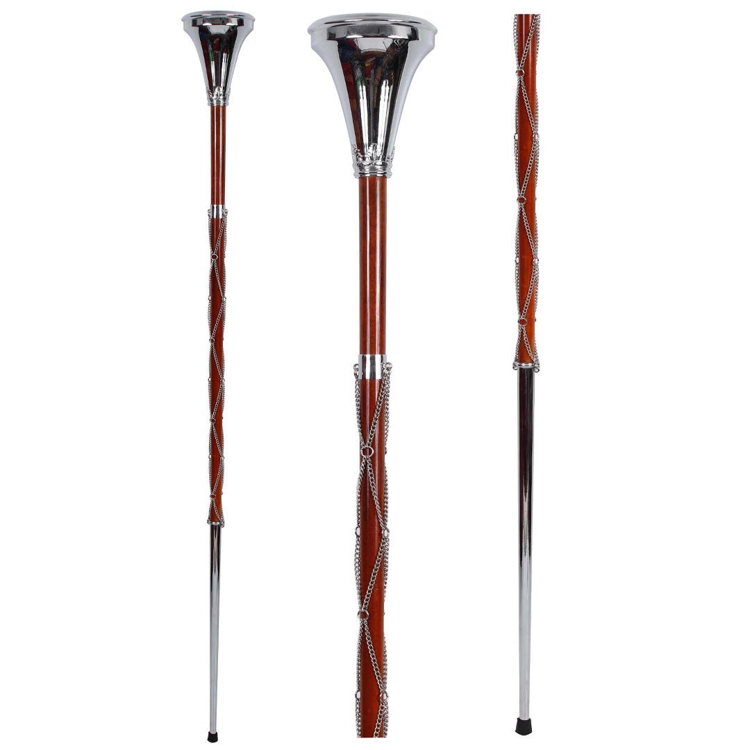 Drum Major Mace Stave - Chrome Plated Flat Head Marching Band Baton for Performances & Parades