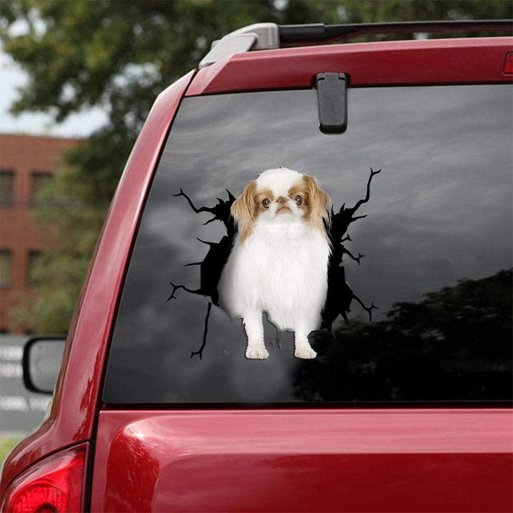 Japanese Chin Car Decals - Pack of 2 Realistic Dog Stickers for Windows & Walls (10