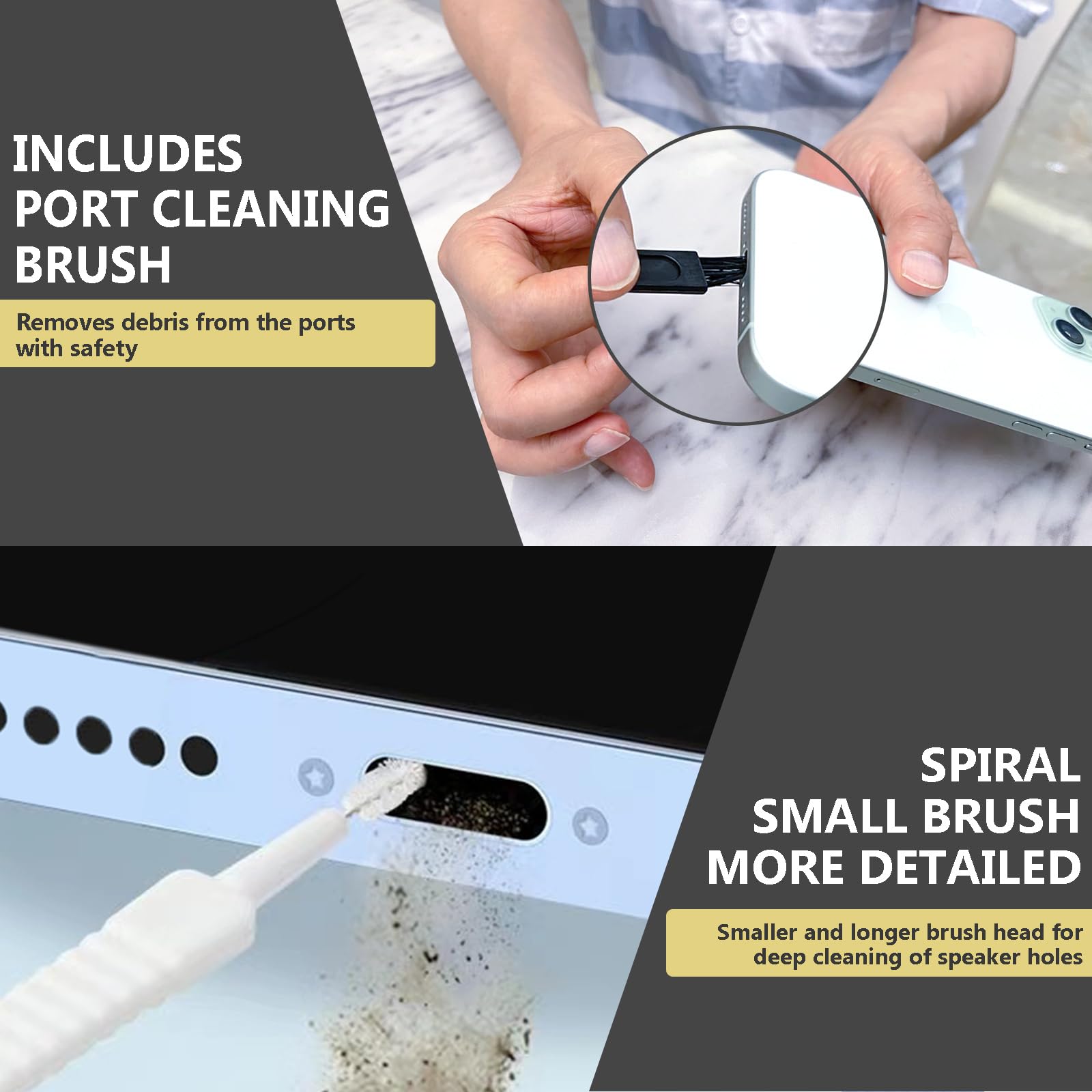 Premium 5-Pack USB-C Anti Dust Plugs with Cleaning Brush - Compatible with iPhone 16/15 Pro Max/Plus, Samsung S25/S24 Ultra, Google Pixel & Moto - Silver Charging Port Protector Caps for Wireless Accessories | Perfect for Travel, Office & Home Use