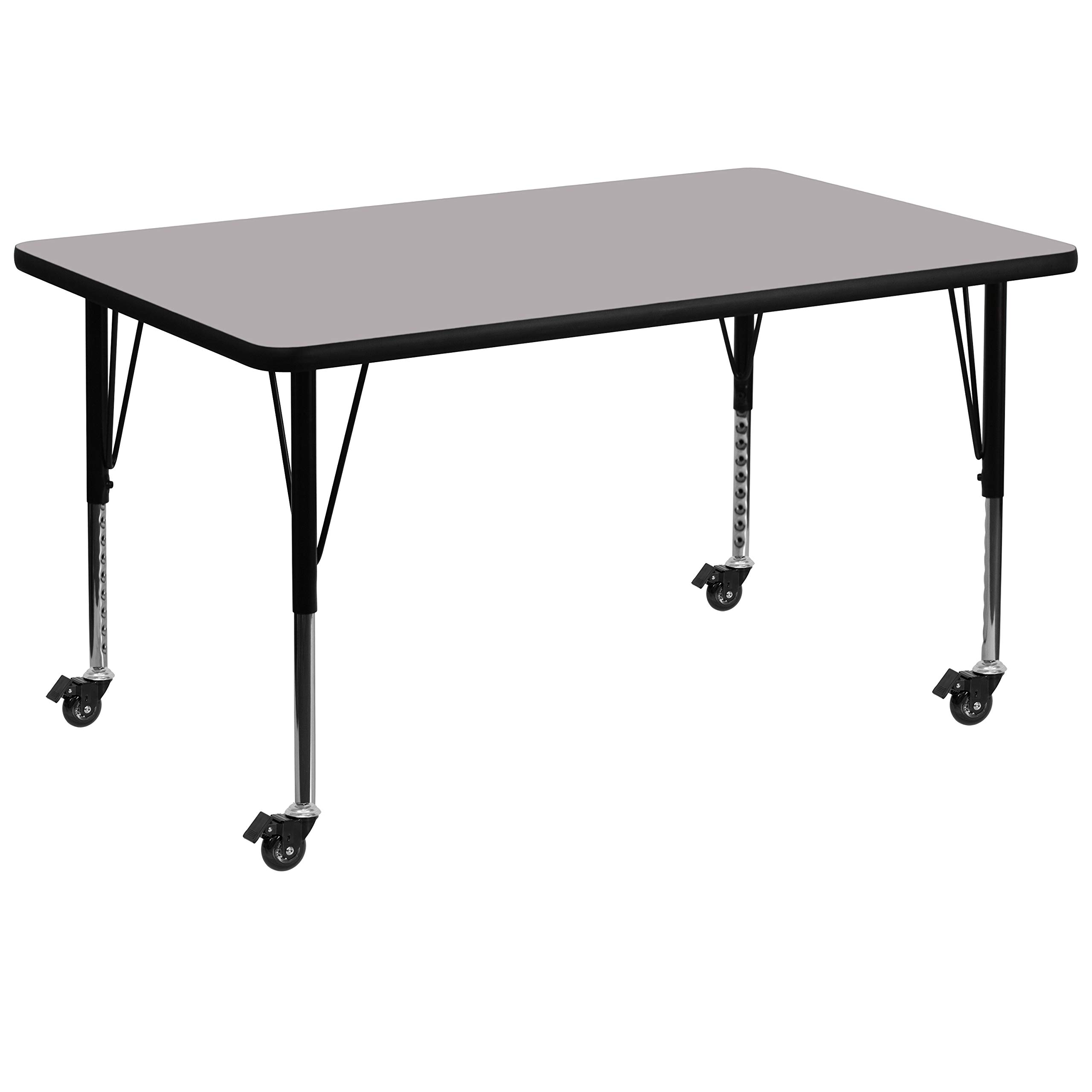 EMMA + OLIVER 36x72 Inch Grey Thermal Laminate Preschool Activity Table - Durable Kids Learning Table for Classroom, Daycare & Homeschool Use