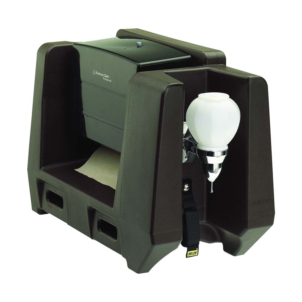 Cambro HWATD131 Commercial Handwashing Station with Multi-Fold Paper Towel & Soap Dispenser - Dark Brown for Restaurants, Food Trucks & Outdoor Events