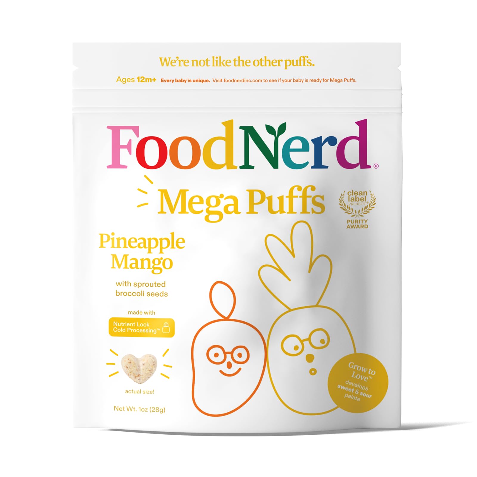 Organic Mega Puffs Variety Pack for Babies & Toddlers - 100% Fruits & Vegetables Snacks with Sprouted Broccoli Seeds - All Natural Healthy Kid Snacks (10 Pack) - Perfect for On-the-Go, Lunchboxes & Daycare Snack Time