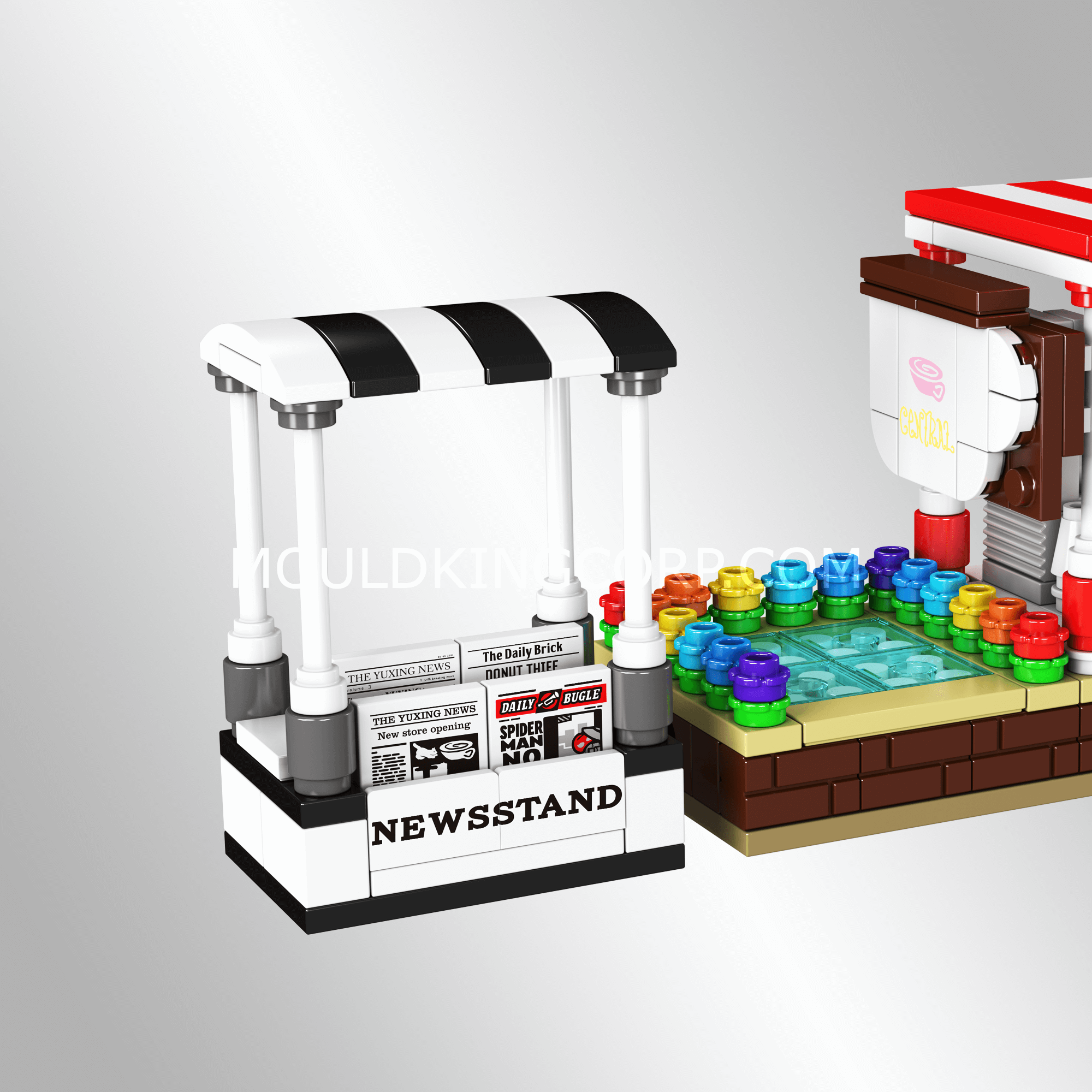 Mould King 24034 Coffee Shop & Newsstand Modular Building Set - 265 PCS Brick Construction Toy for Adults & Kids - Perfect for Home Decoration, Gift, and Creative Play
