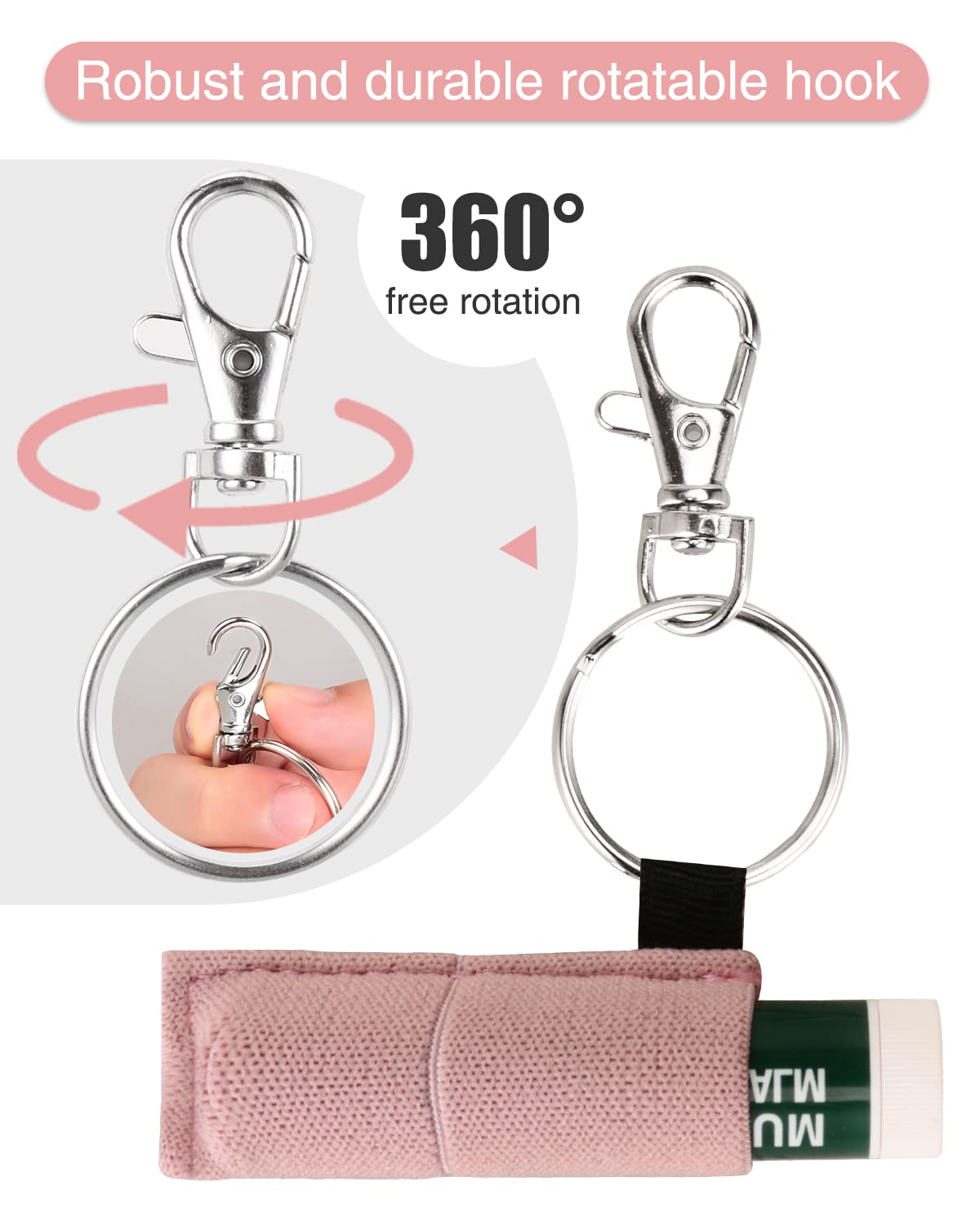 5pcs Lip Balm Holder with Hook - Elastic Chapstick & Lip Gloss Sleeve Pouch for Women | Perfect Stocking Stuffers Gift, Travel & Everyday Essentials