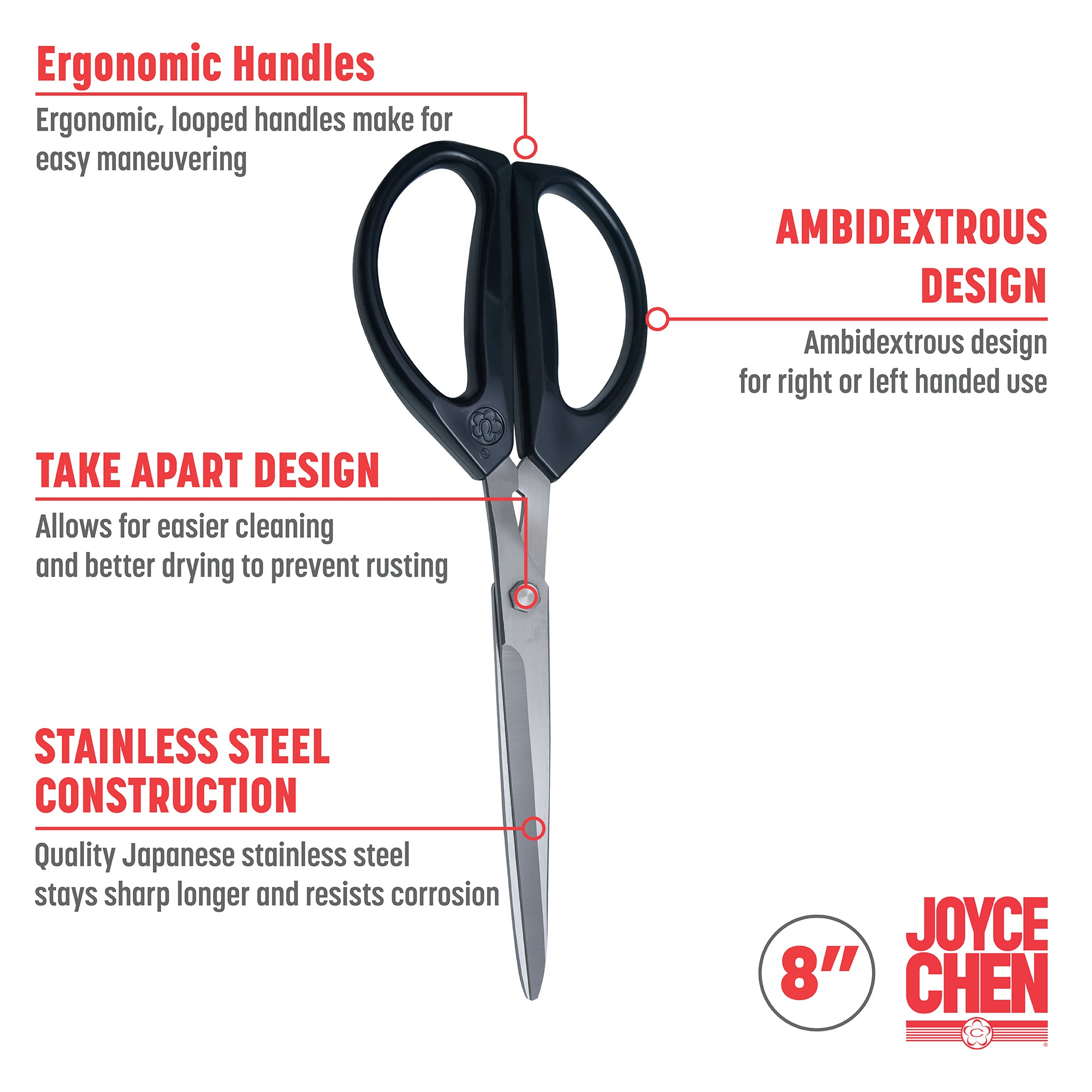 Premium Stainless Steel Kitchen Scissors - Heavy Duty 8