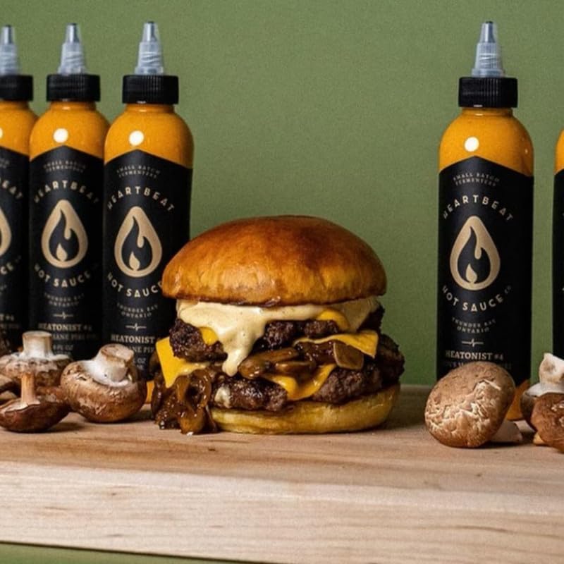Heartbeat Hot Sauce Co. | Lion's Mane Piri Piri Hot Sauce - 6 oz Bottle | Vegan, Gluten-Free, Spicy Mushroom Sauce for Wings, Tacos & Pizza