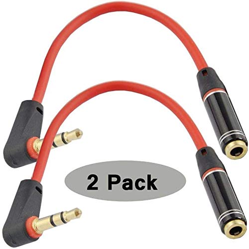 Seadream 2-Pack 10-Inch 3.5mm Right Angle Male to Female Stereo Audio Extension Cable - Compatible with Beats by Dr. Dre Studio, iPhone & Headphones - Perfect for Gaming, Home Theater & Mobile Devices
