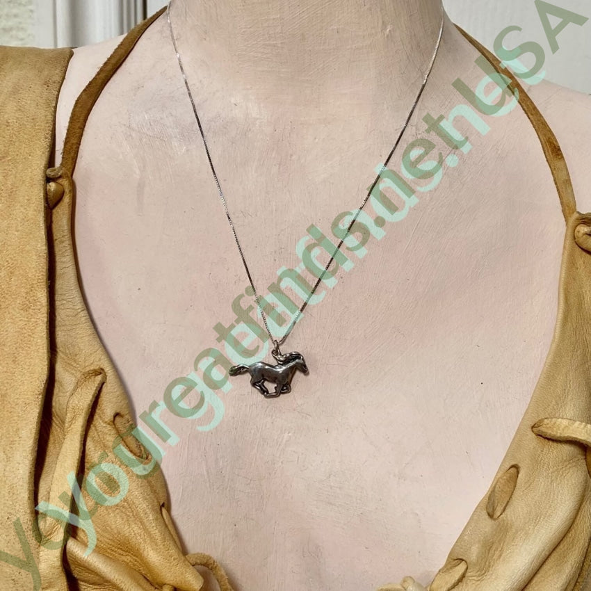 Vintage Sterling Silver Cantering Horse Pendant Necklace - Elegant Equestrian Jewelry for Women, Perfect for Casual Wear, Special Occasions & Horse Lover Gifts