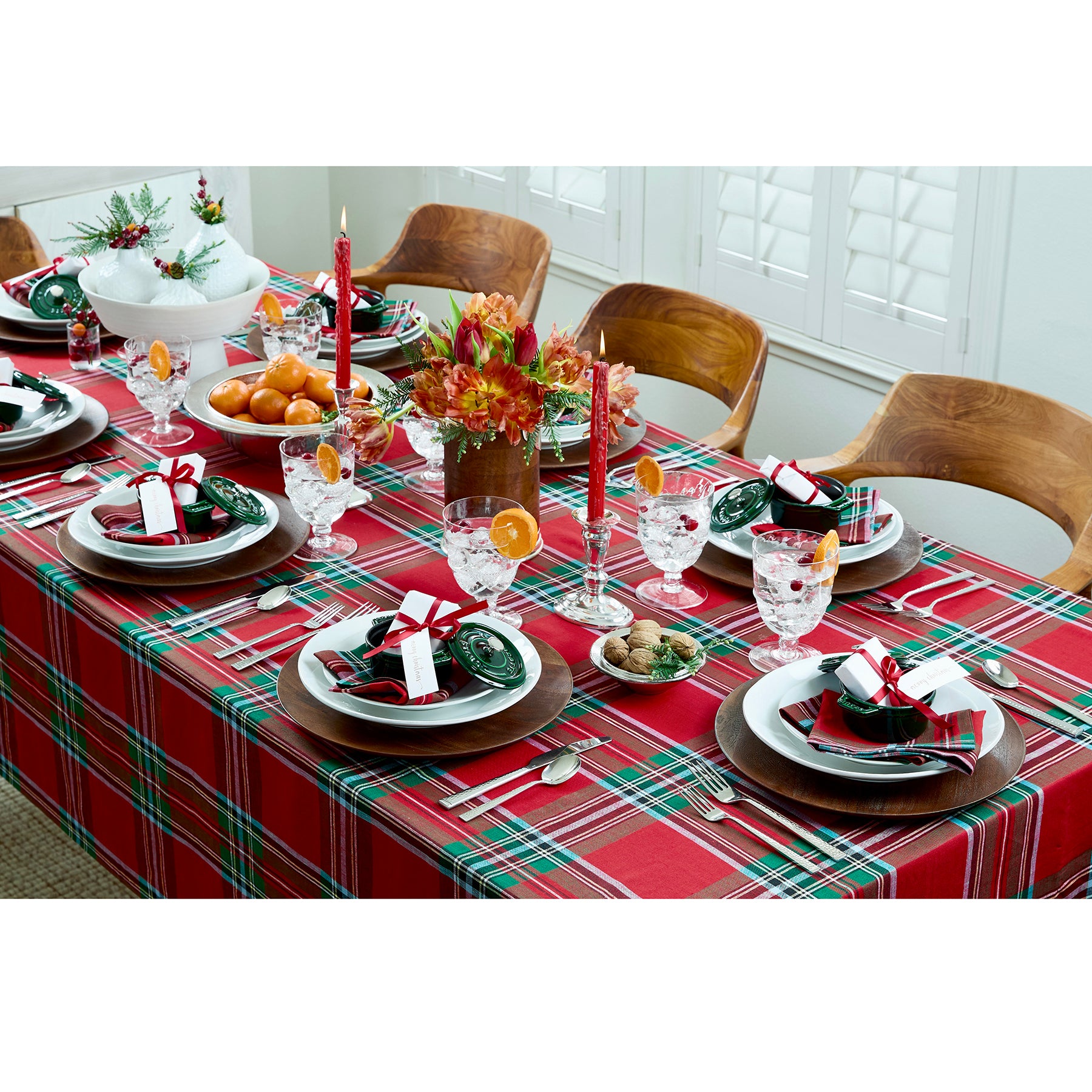Premium Madras Holiday Plaid Placemats Set of 4 - Waterproof & Heat Resistant Table Mats for Christmas, Thanksgiving, and Festive Dining Decor