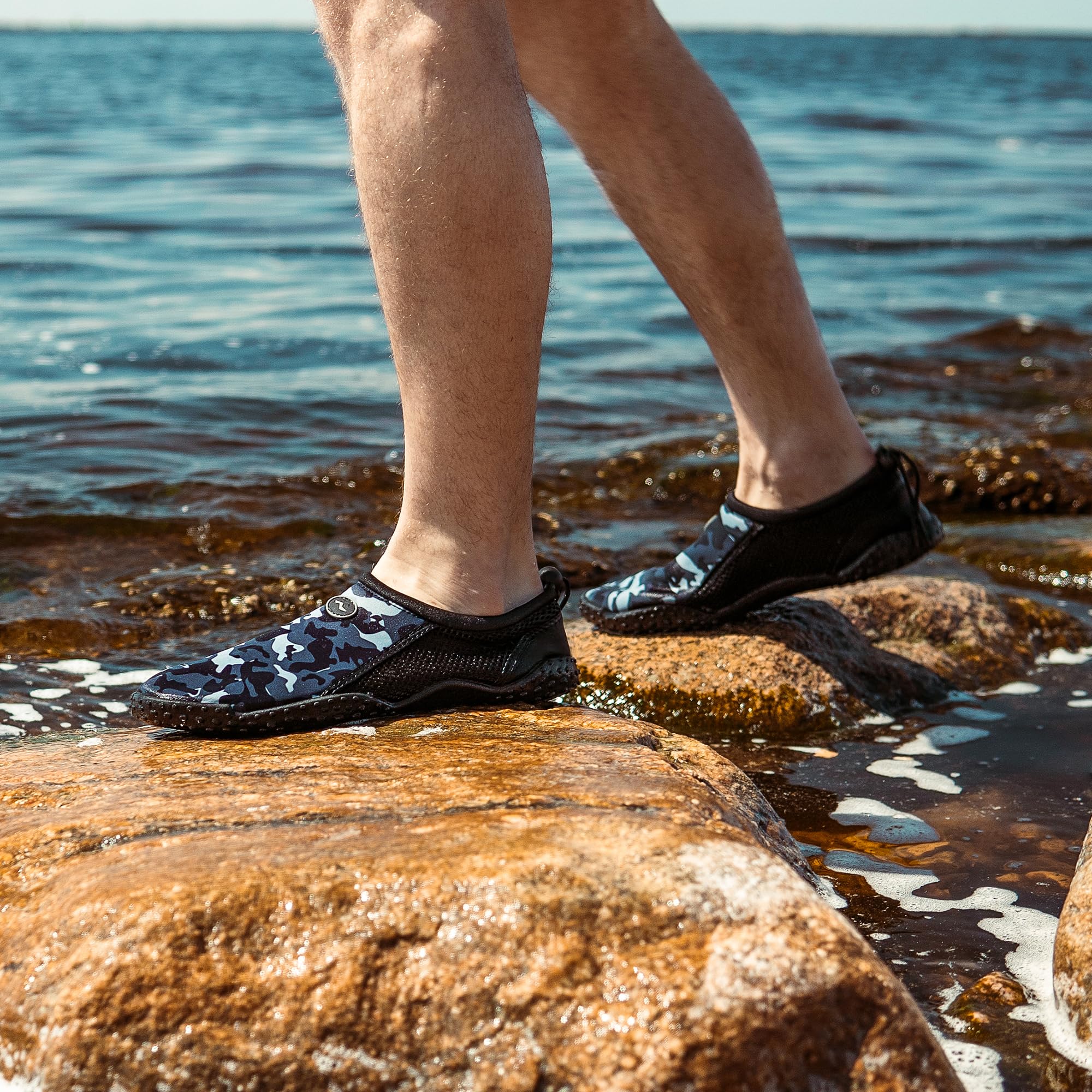 NORTY Wave Aqua Sock Water Shoes for Men - Quick-Dry Swim & Beach Shoes with Non-Slip Sole - Lightweight Water Socks for Swimming, Surfing, Kayaking & Outdoor Water Activities