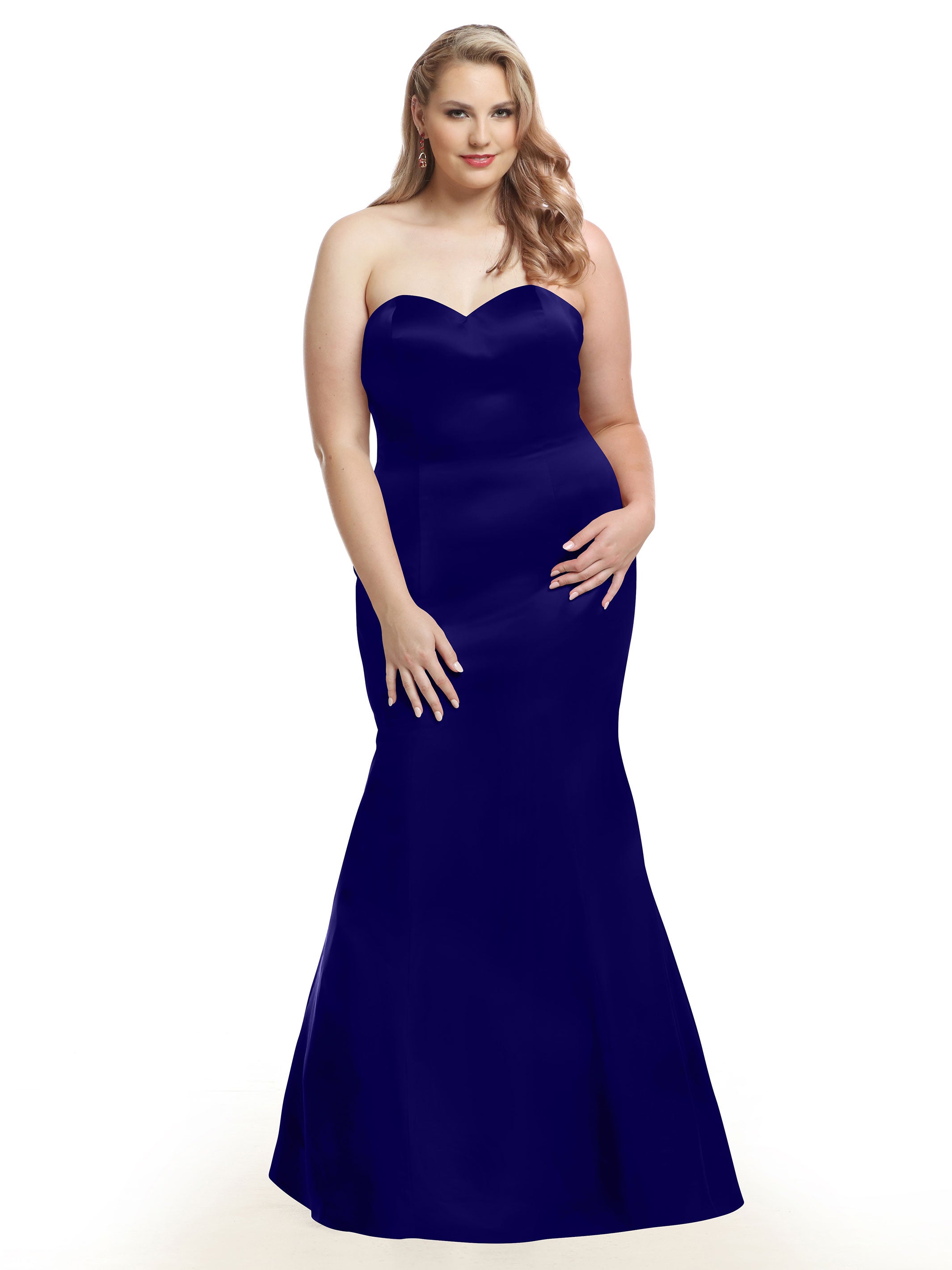 Elegant Strapless Satin Fit and Flare Bridesmaid Dress with Sweetheart Neckline - Perfect for Weddings, Formal Events & Special Occasions