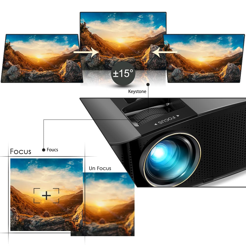 GooDee 1080P HD Projector with Dolby Audio - 15000L Brightness, 230