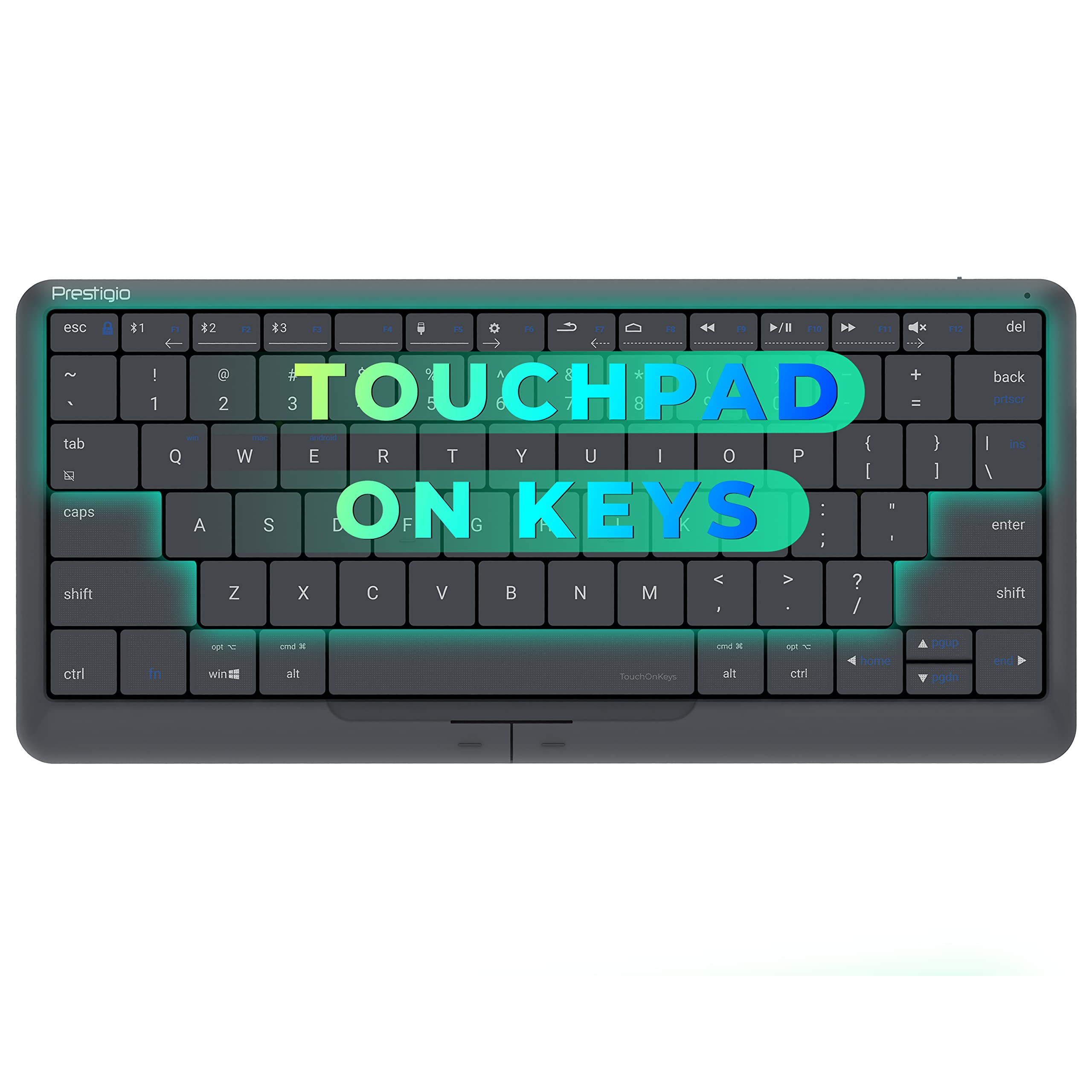 Smart Bluetooth Wireless Keyboard with Built-in Touchpad - Auto-Switch Between Keyboard & Touchpad Modes | Rechargeable Multi-Device Keyboard with Phone App | Perfect for Laptop, Tablet & Smartphone Use at Home, Office or Travel