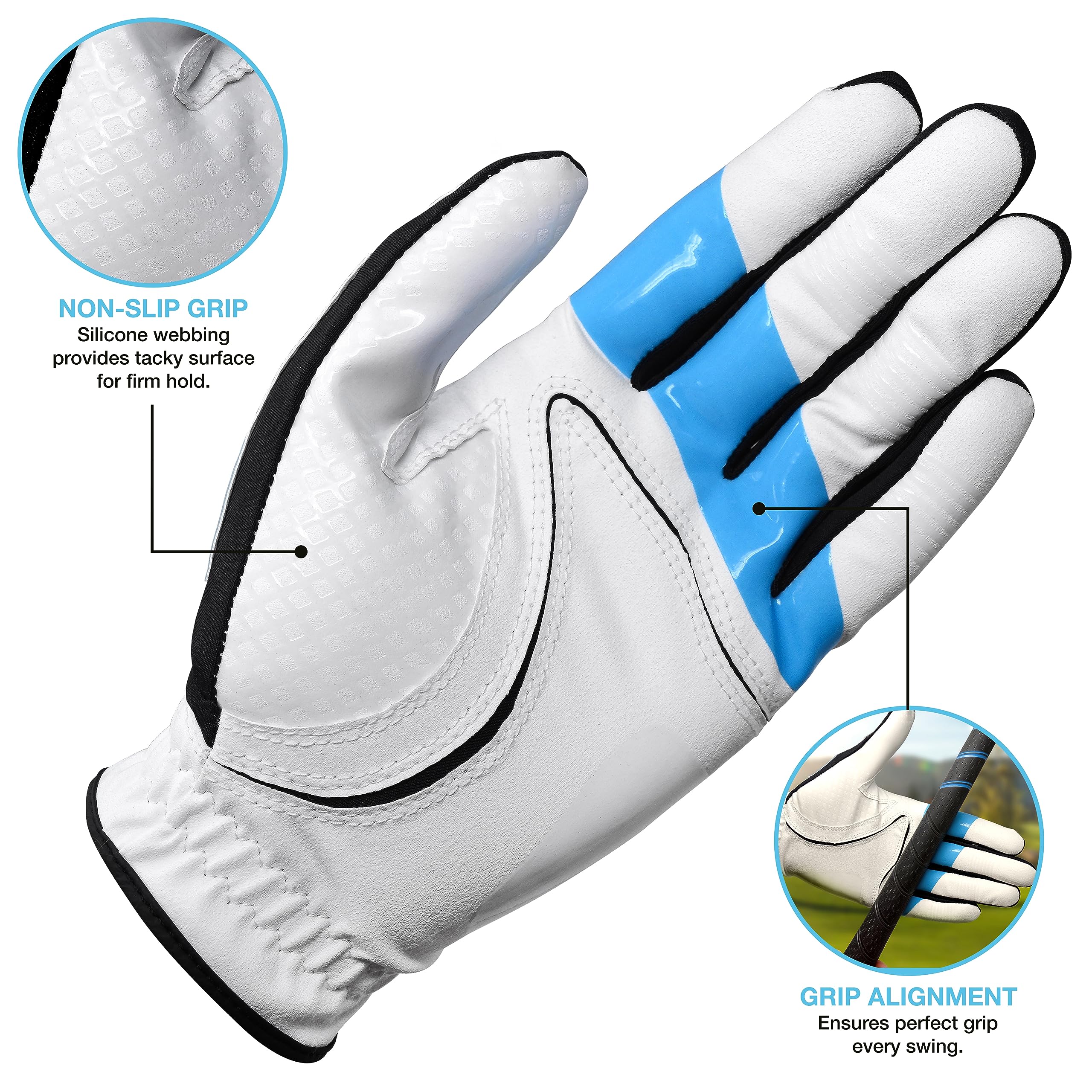 ME AND MY GOLF True Grip Training Golf Glove - Perfect Grip Every Swing, Instructional Videos, Fix Slice, Improve Grip, Men's Golf Gloves for Driving Range and Course Practice
