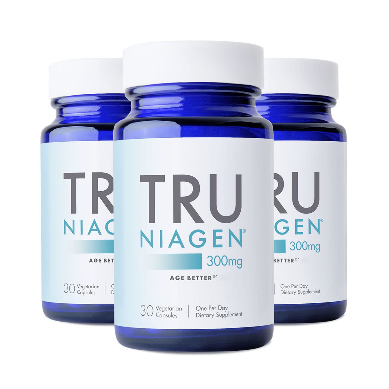 TRU NIAGEN Patented NAD+ Booster Supplement - 300mg Niagen (Nicotinamide Riboside) for Anti-Aging, Cellular Energy & Brain Health | 90-Day Supply (3 Bottles x 30 Servings) | Supports Muscle Function & Cell Regeneration | Take 1 Daily for Longevity & Vitality | Perfect for Active Adults & Wellness Enthusiasts