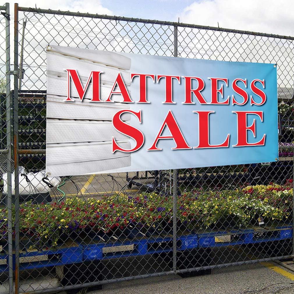 Vinyl Banner - 60x144 Inches Mattress Sale Sign with 10 Grommets | Weatherproof, Durable Outdoor Business & Yard Sign | Perfect for Retail Promotions, Storefront Displays & Event Marketing (Multiple Sizes Available)