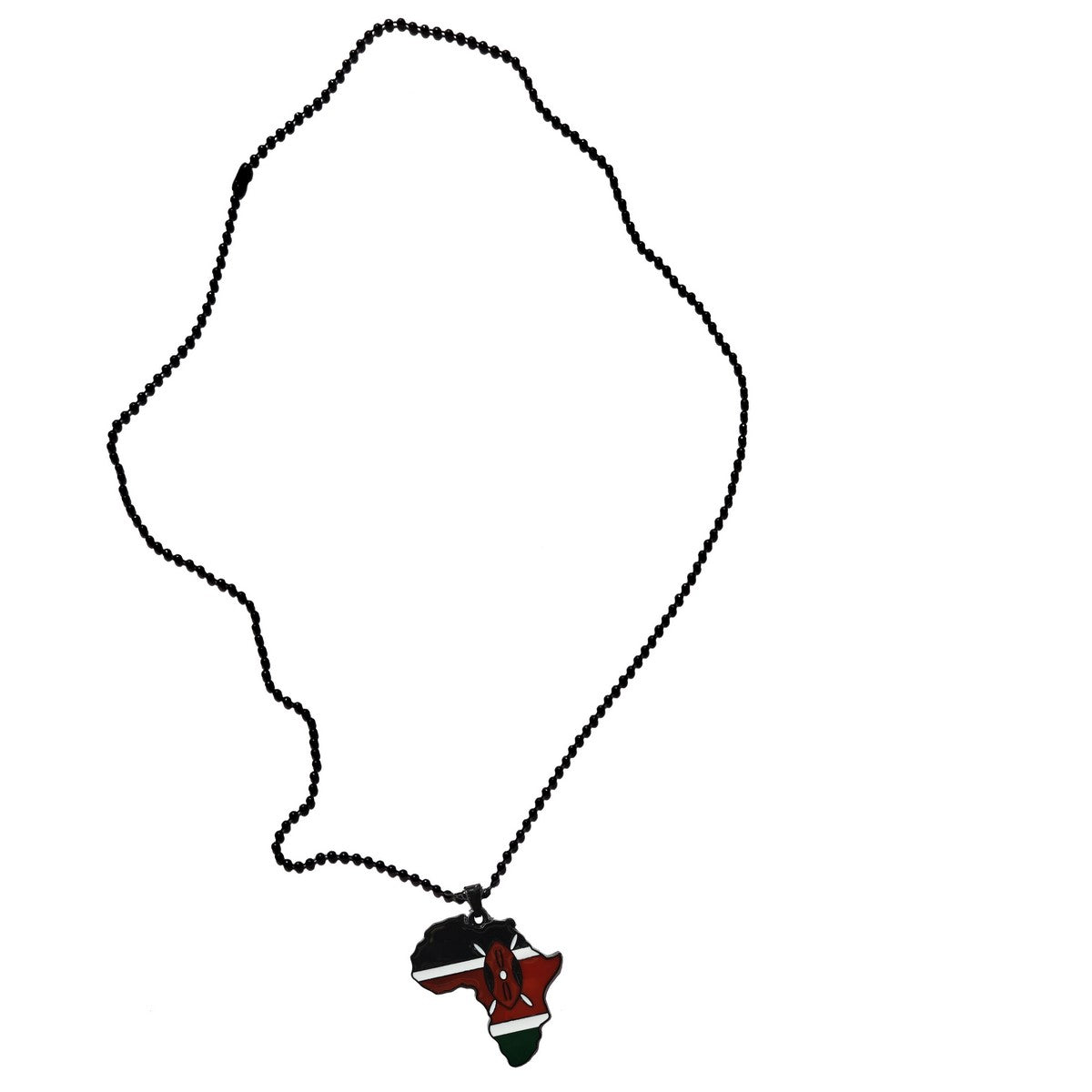 Kenya Flag Pendant Necklace with Africa Map Charm - African Pride Jewelry for Travelers & Cultural Enthusiasts